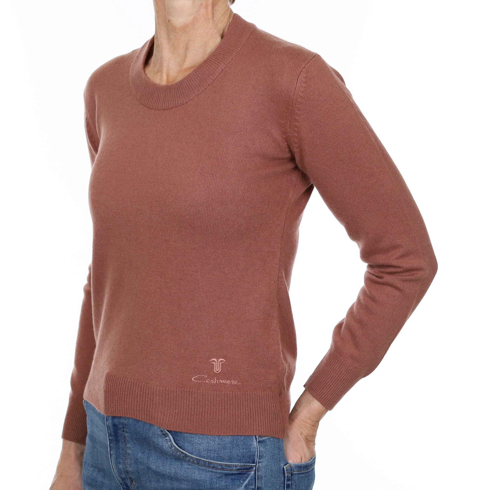 Rouge Brown Cashmere Crew Neck Jumper Small