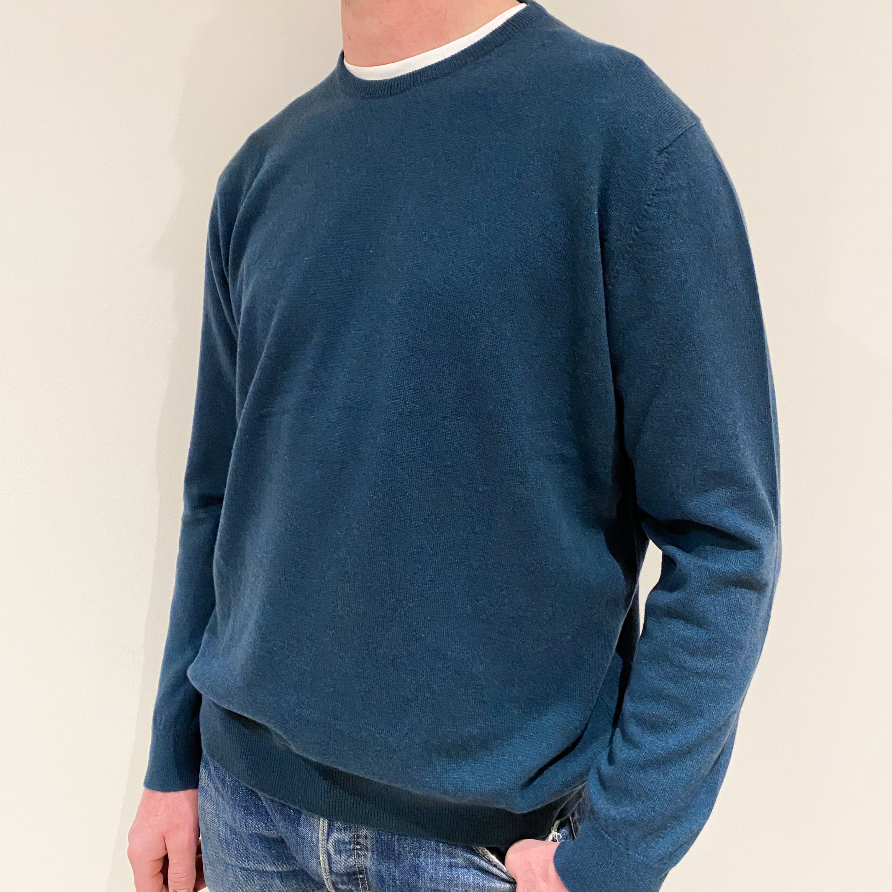 Men’s Brand New Scottish Petrol Blue Crew Neck Jumper Extra Large