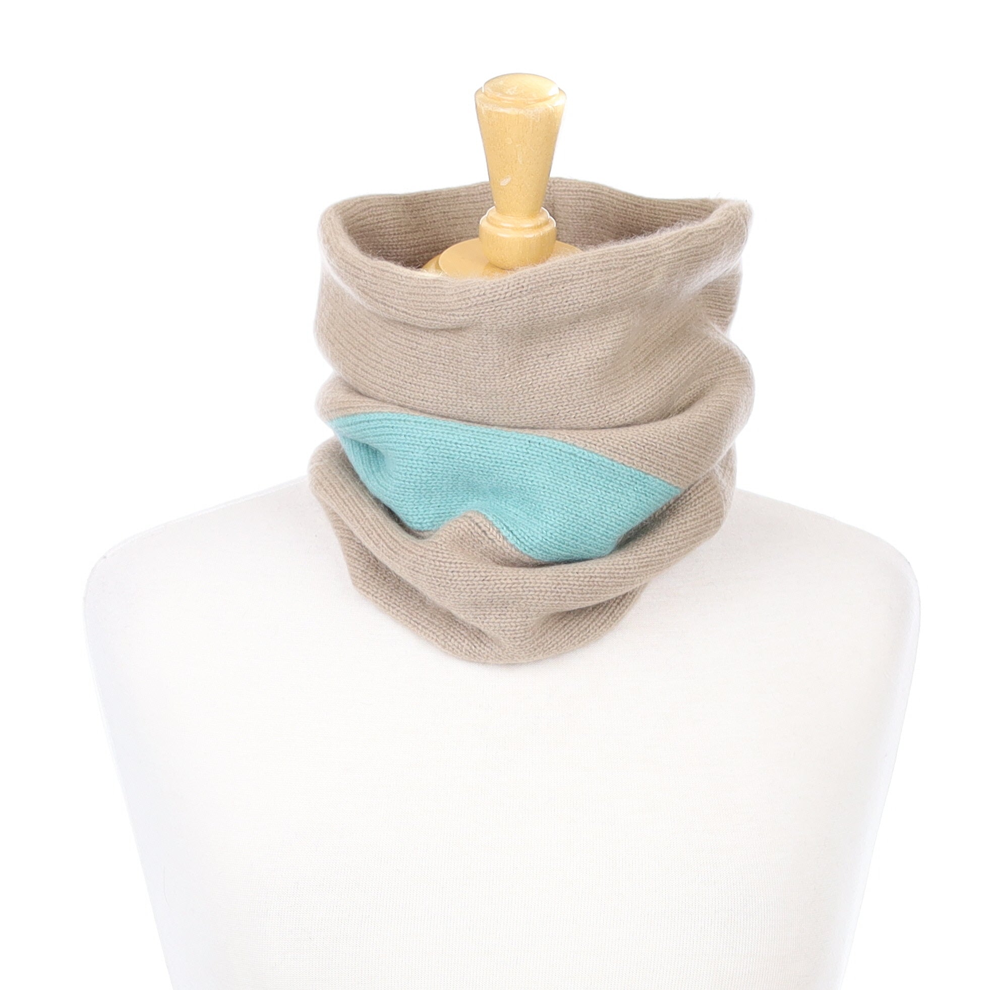 Fawn and Aqua Stripe Luxury Double Layered Snood