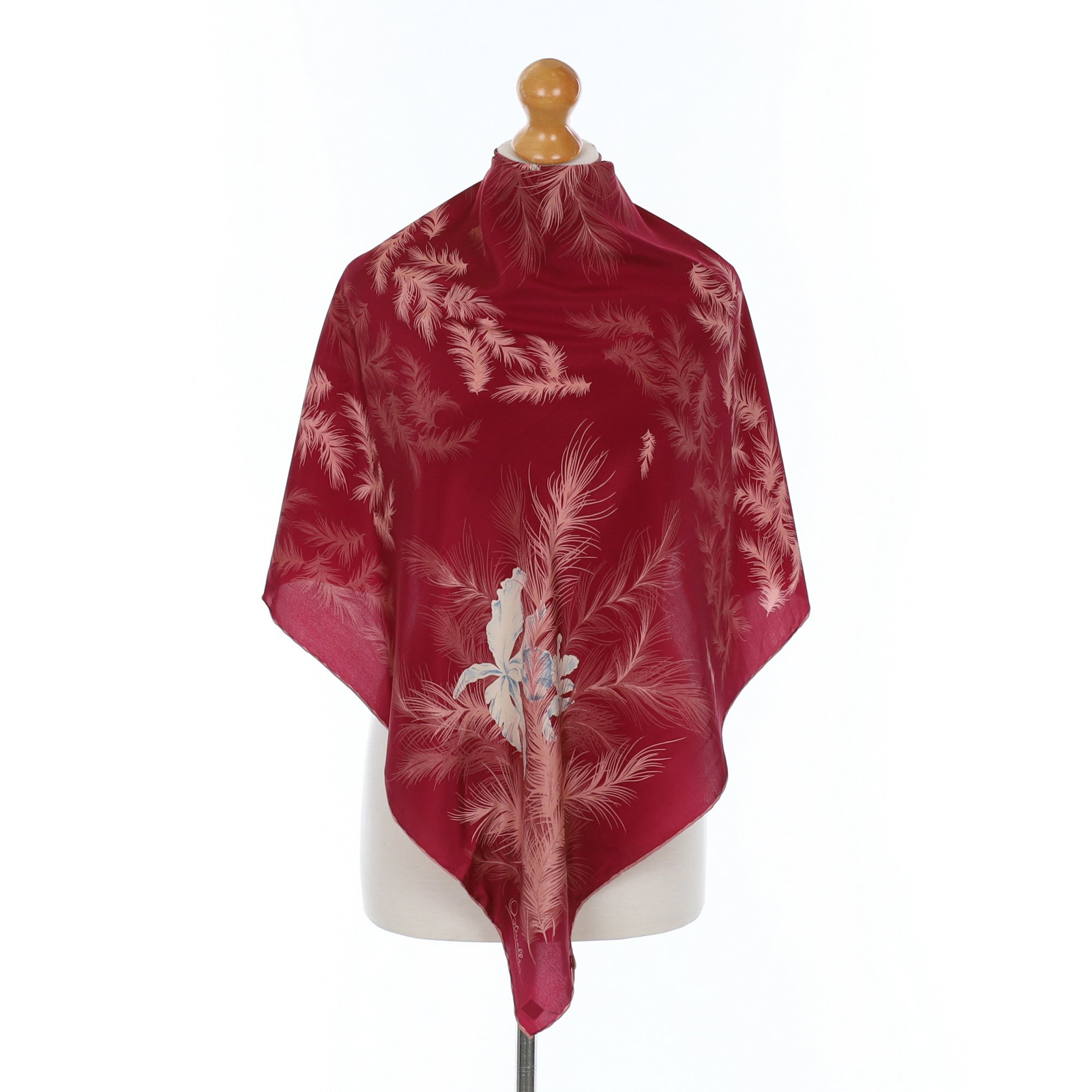 Ostinelli Silk Deep Red Vintage Silk Scarf