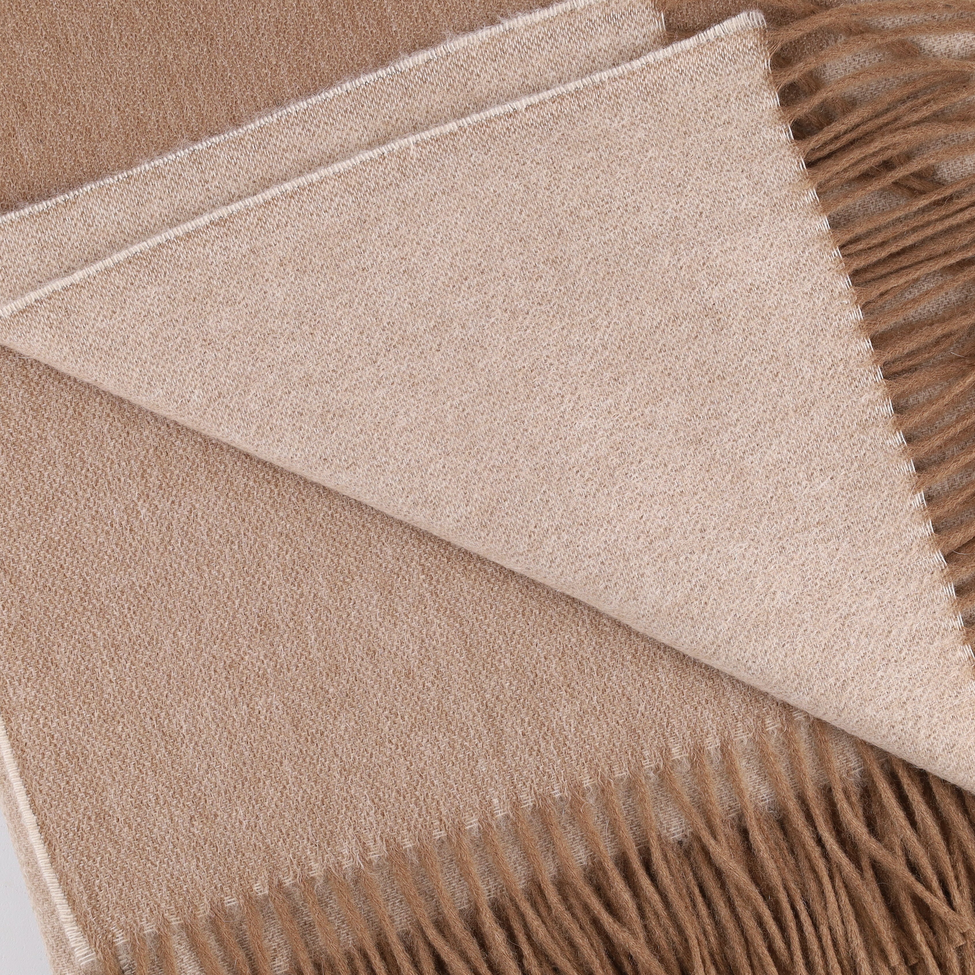 Brand New English Camel Geometric Luxury Woven Cashmere Blanket