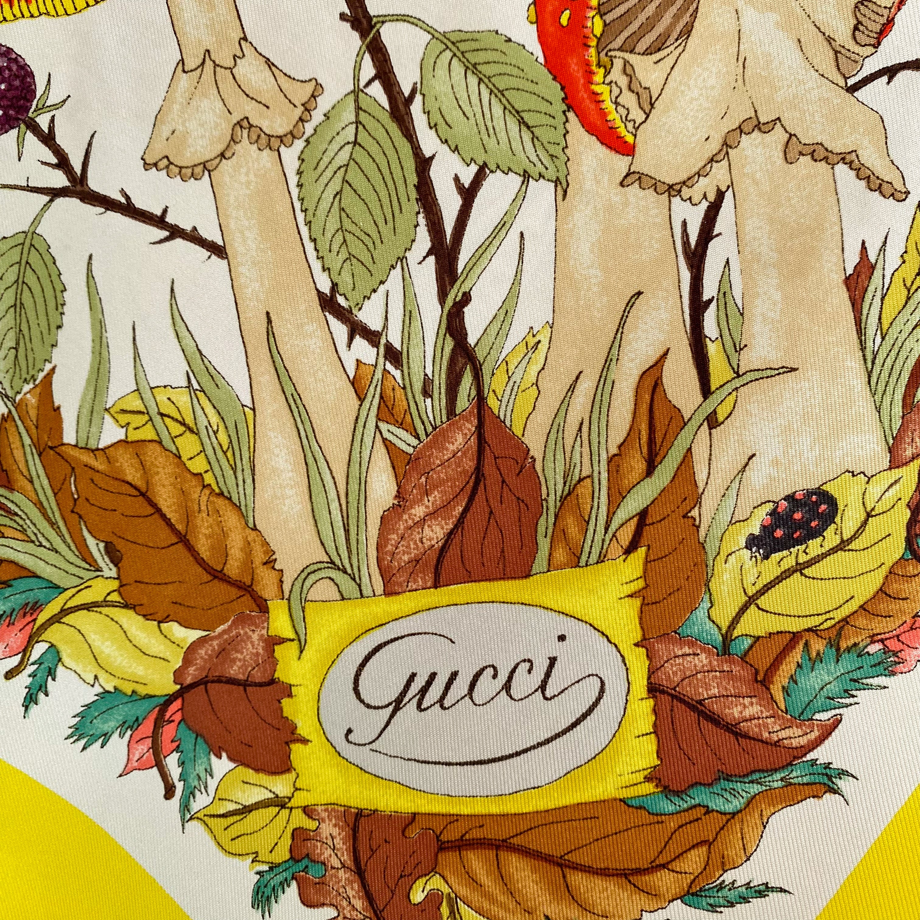 Gucci Designer Botanical Vintage Silk Scarf