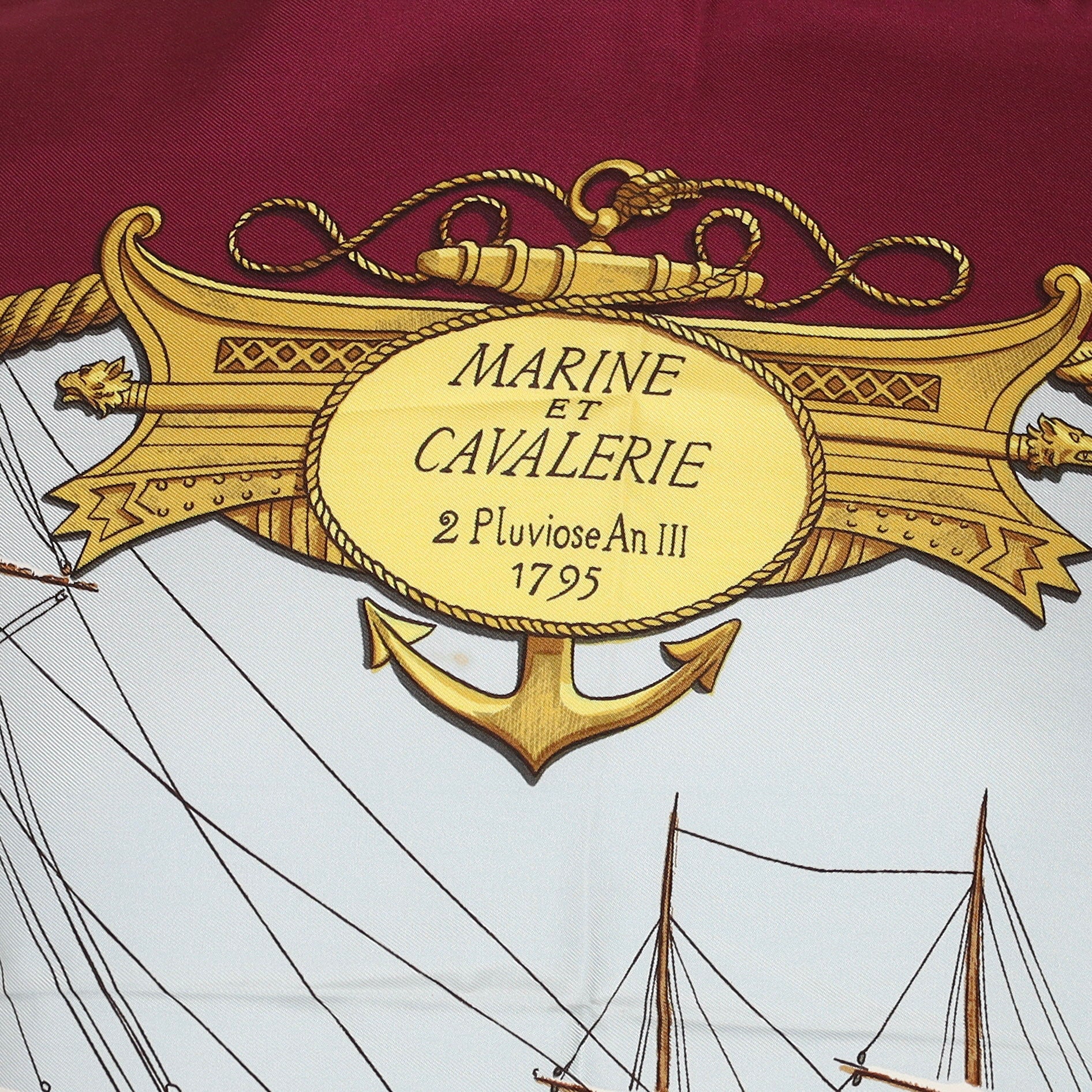 Unworn Hermès Marine Et Cavalerie Silk Scarf