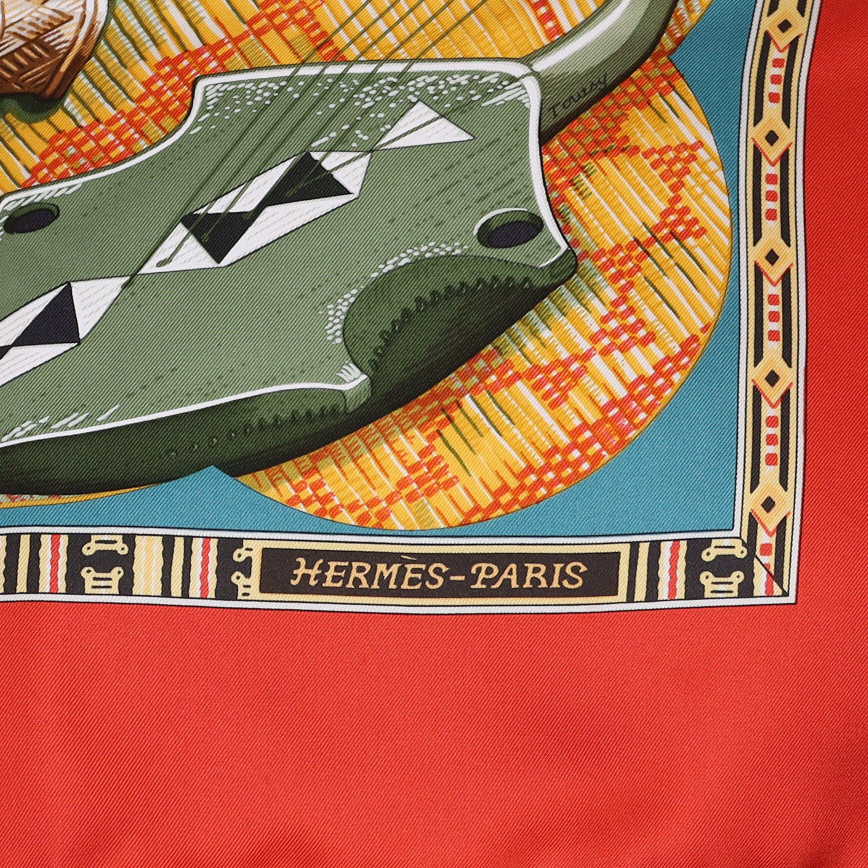 Boxed Hermès Au Son du Tan-Tan Silk Scarf
