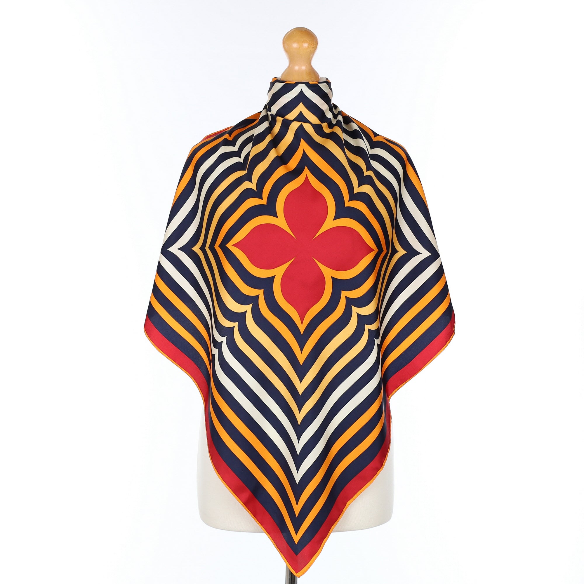 Vibrant Geometric Vintage Silk Scarf