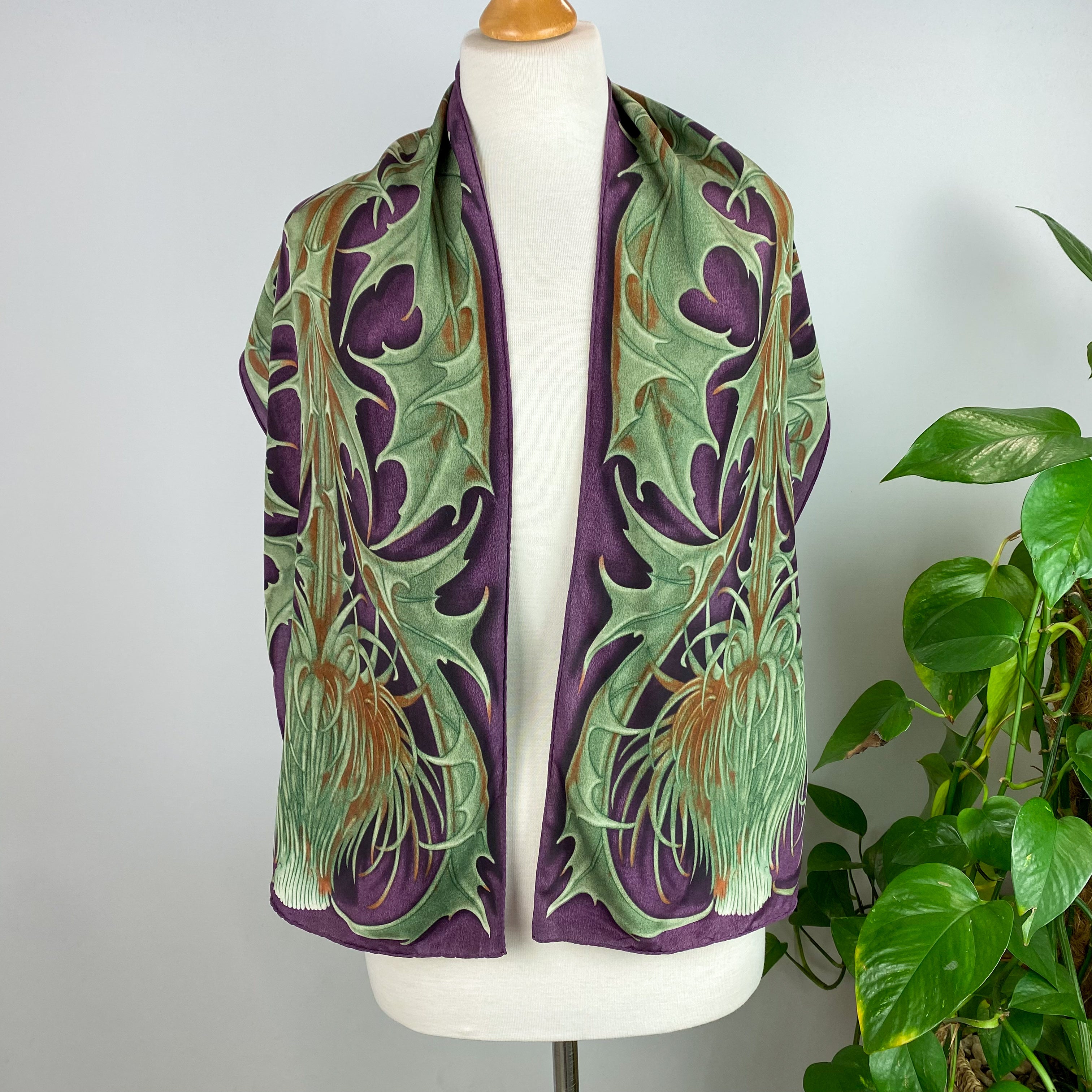 Thistle Pattern Long Silk Scarf
