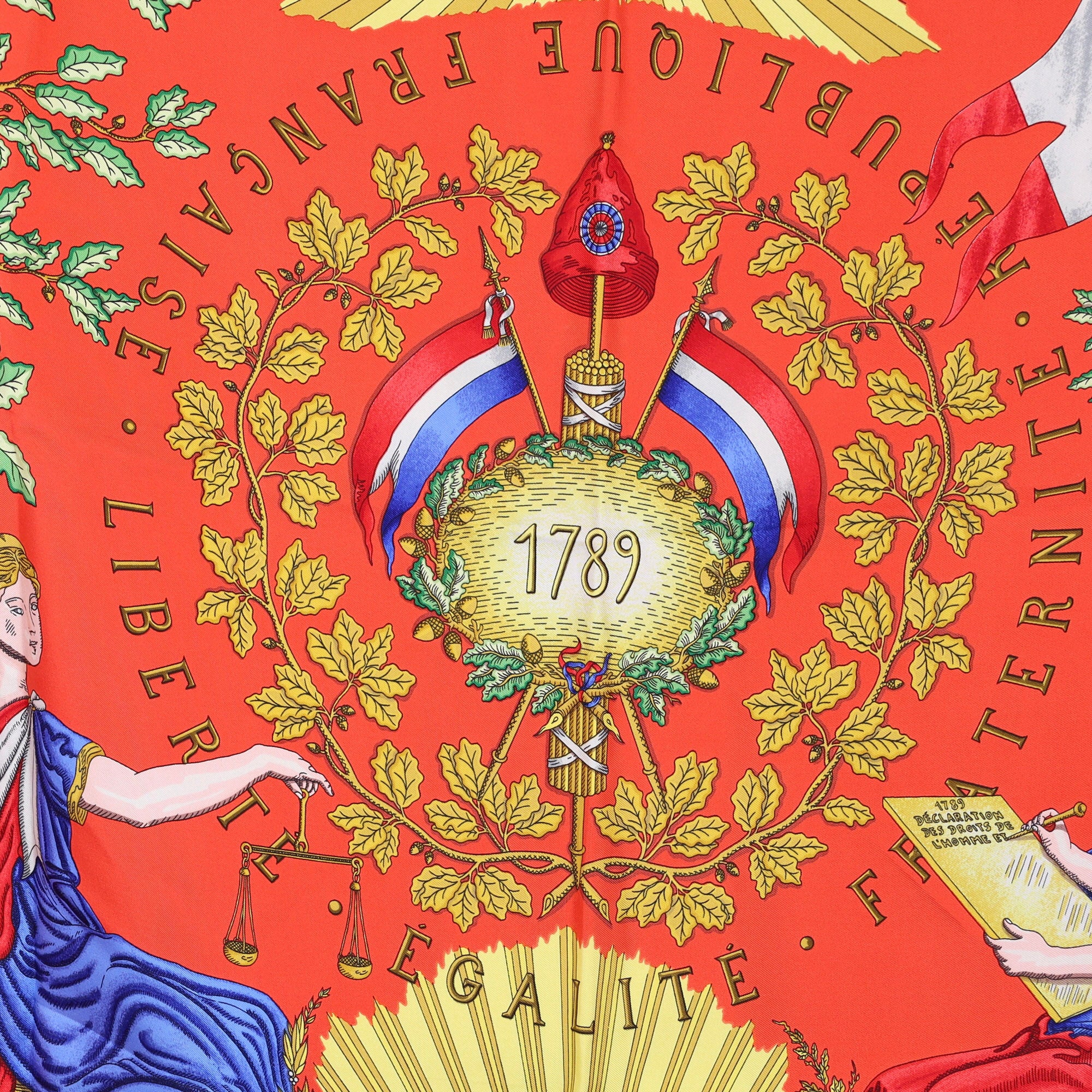 Hermès Égalité Franternité République Français Liberté Silk Scarf