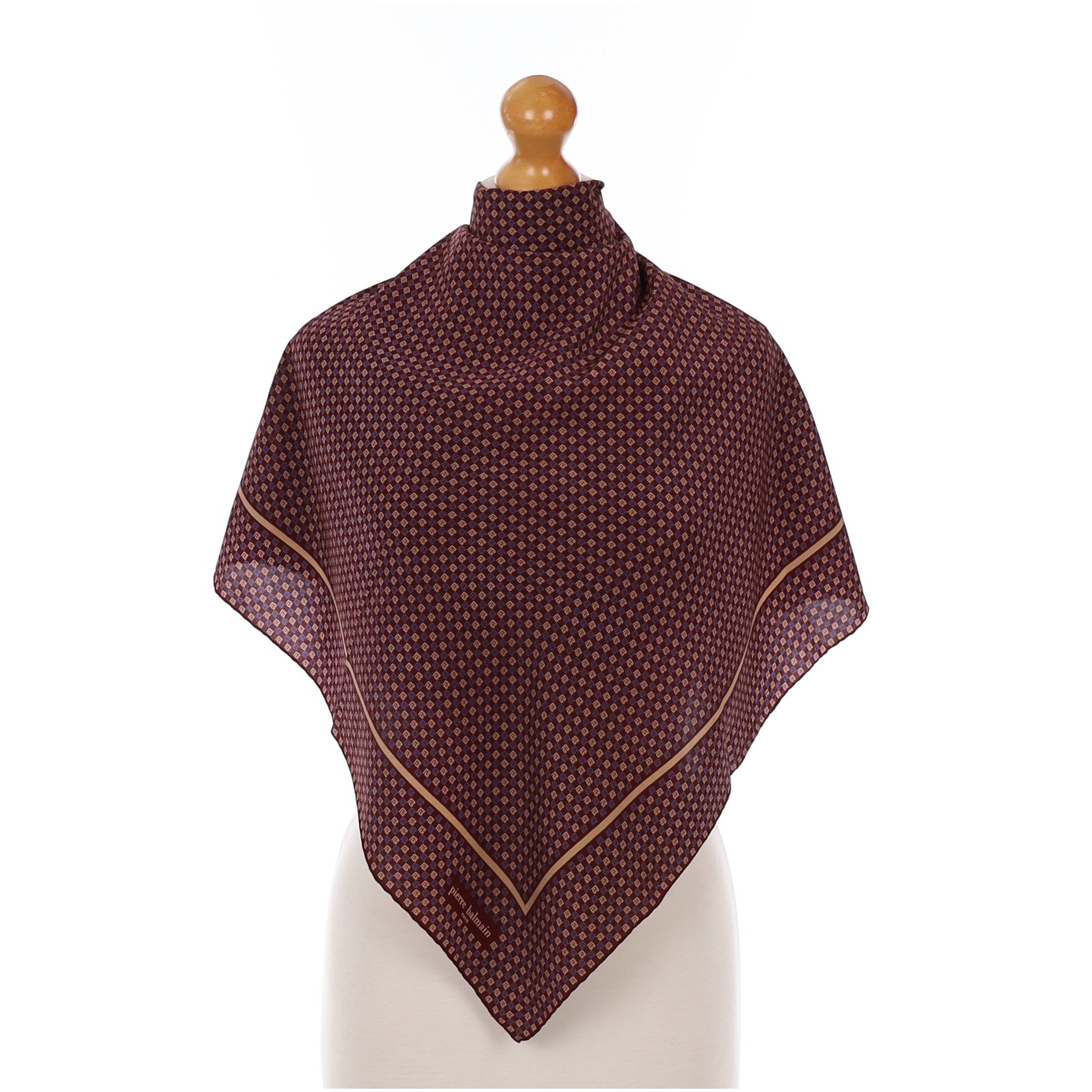 Pierre Balmain Burgundy Patterned Vintage Silk Scarf