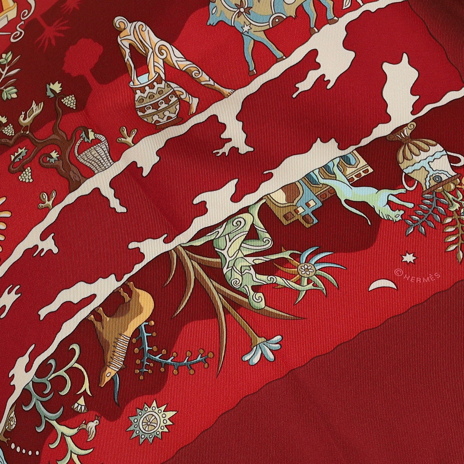 Pristine Hermès Rives Fertiles Silk Scarf