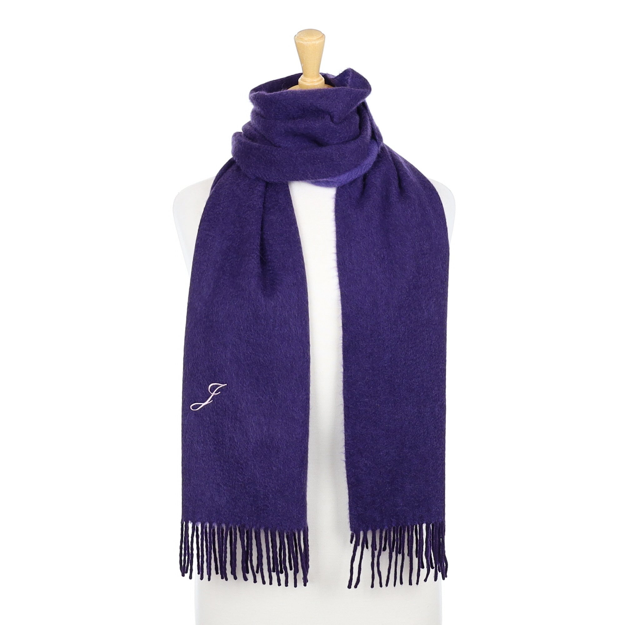 Two Tone Purple Cashmere Initialed Woven Scarf