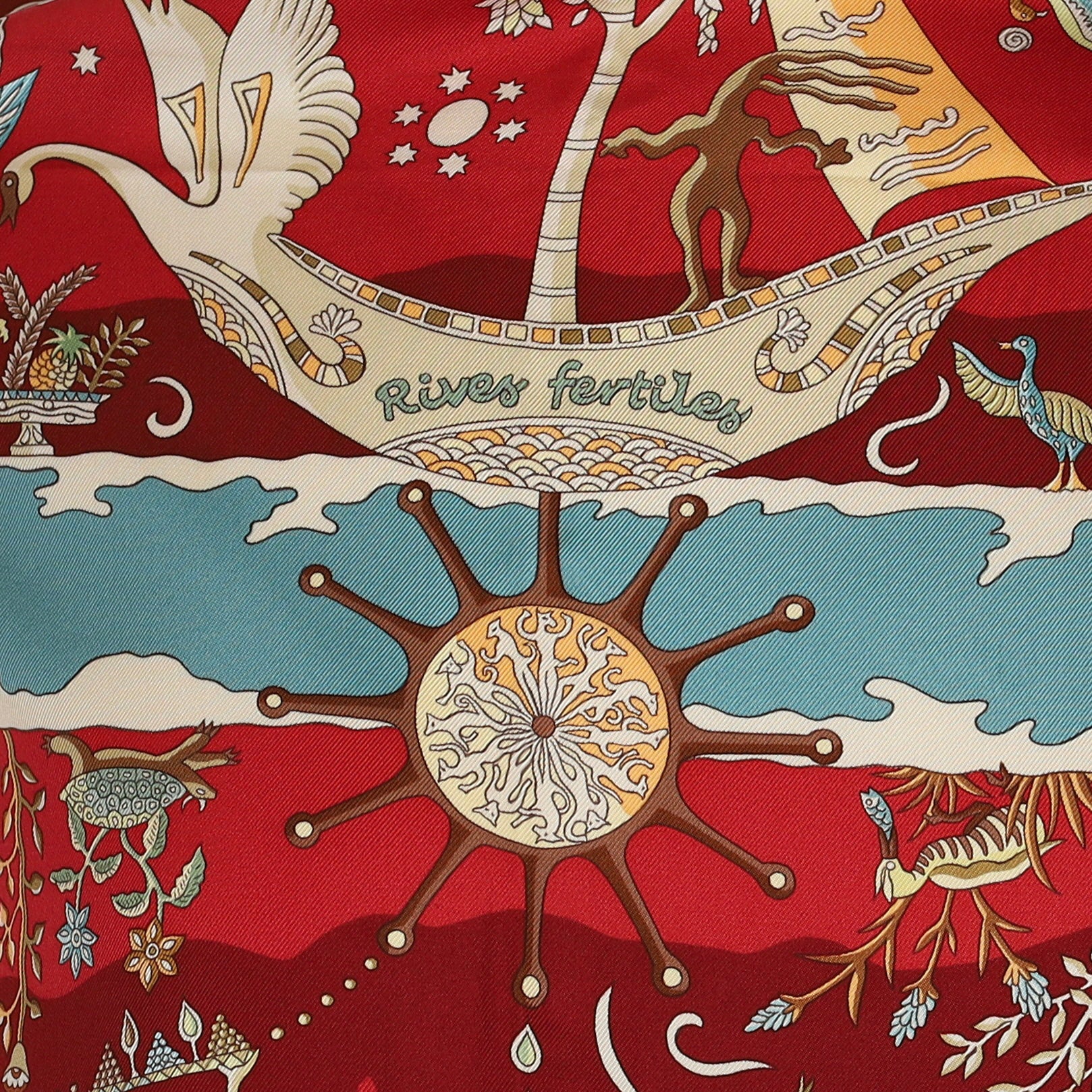 Pristine Hermès Rives Fertiles Silk Scarf