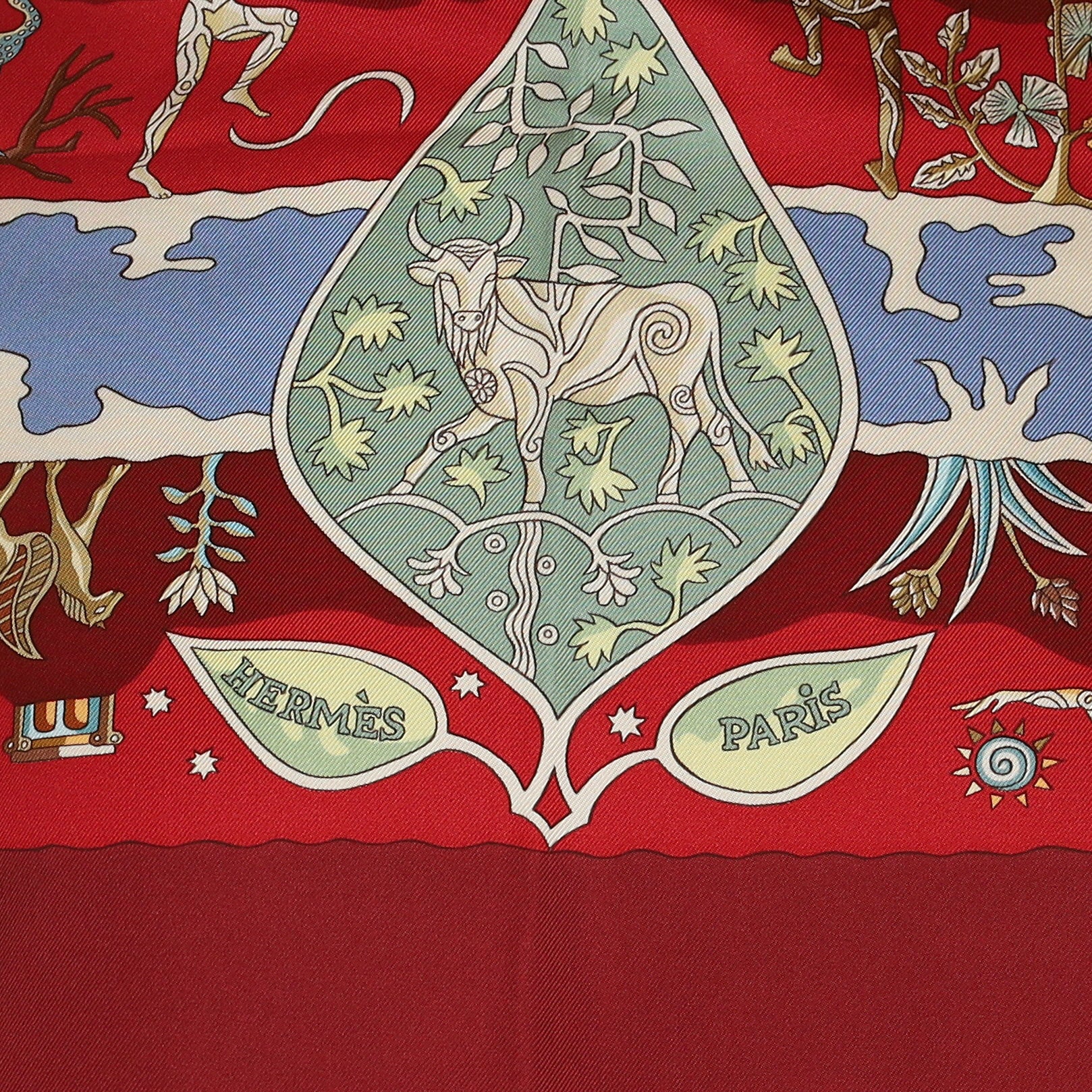 Pristine Hermès Rives Fertiles Silk Scarf