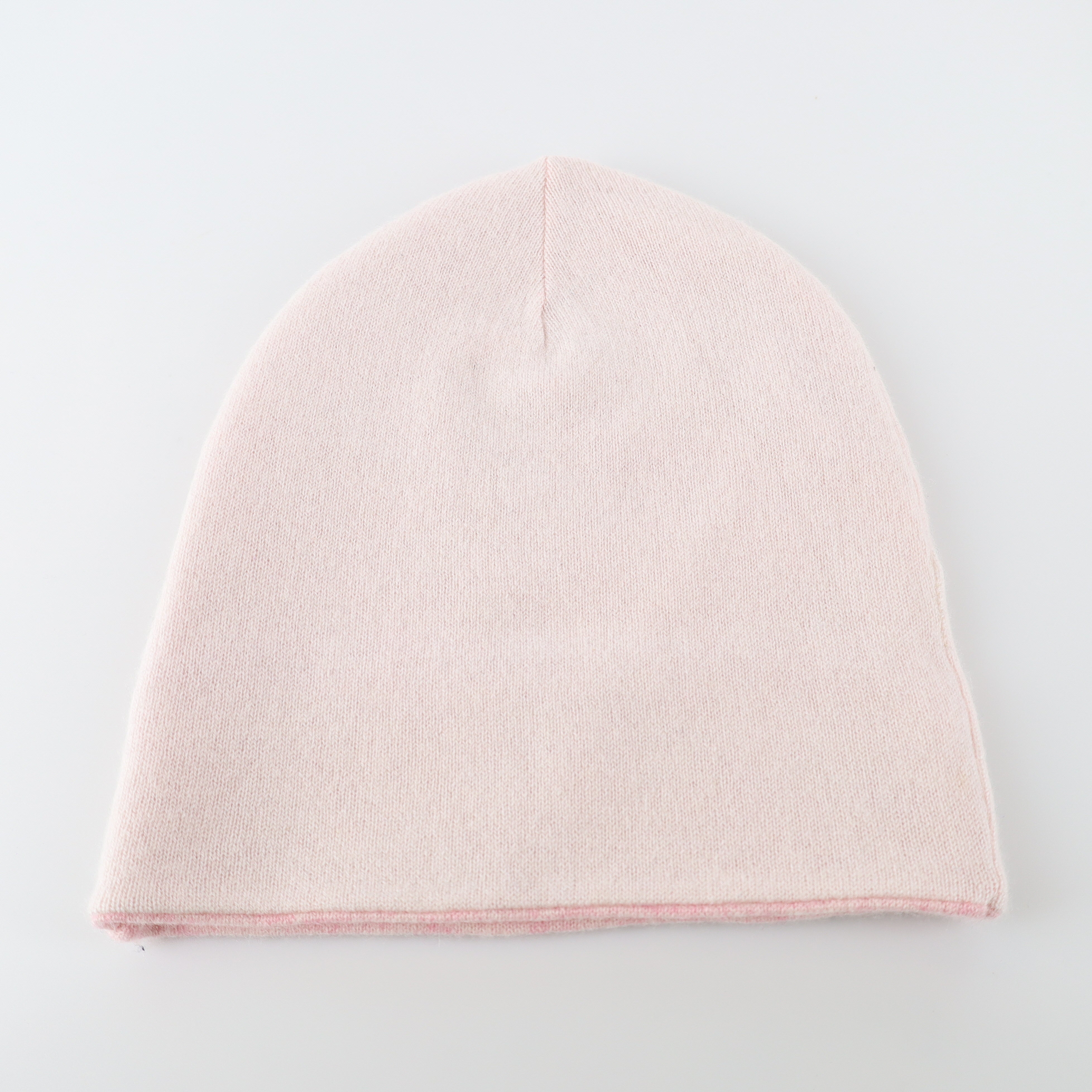 Ice Pink and Pink Marl Reversible Cashmere Beanie Hat