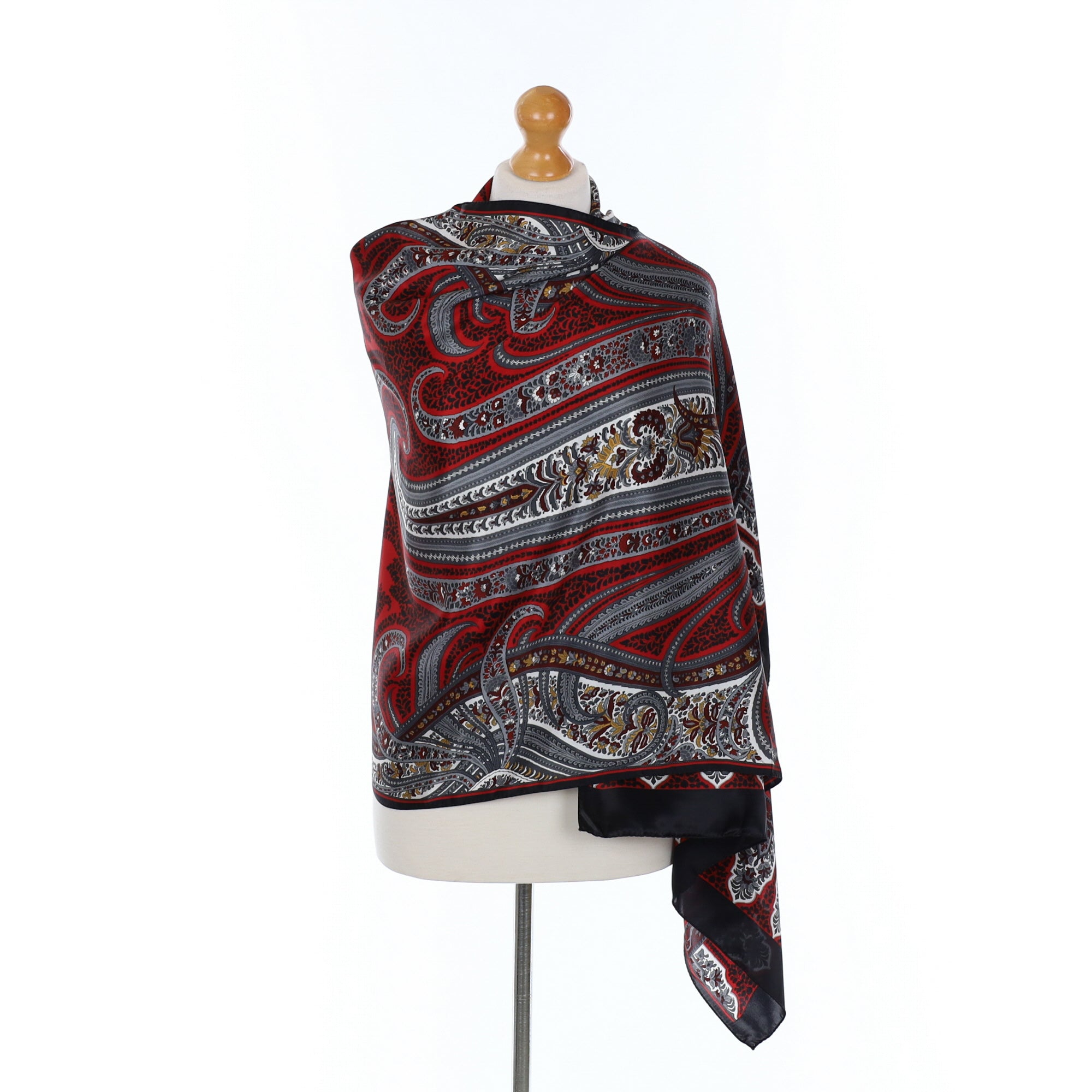 Basler Paisley Black and Red Silk Scarf