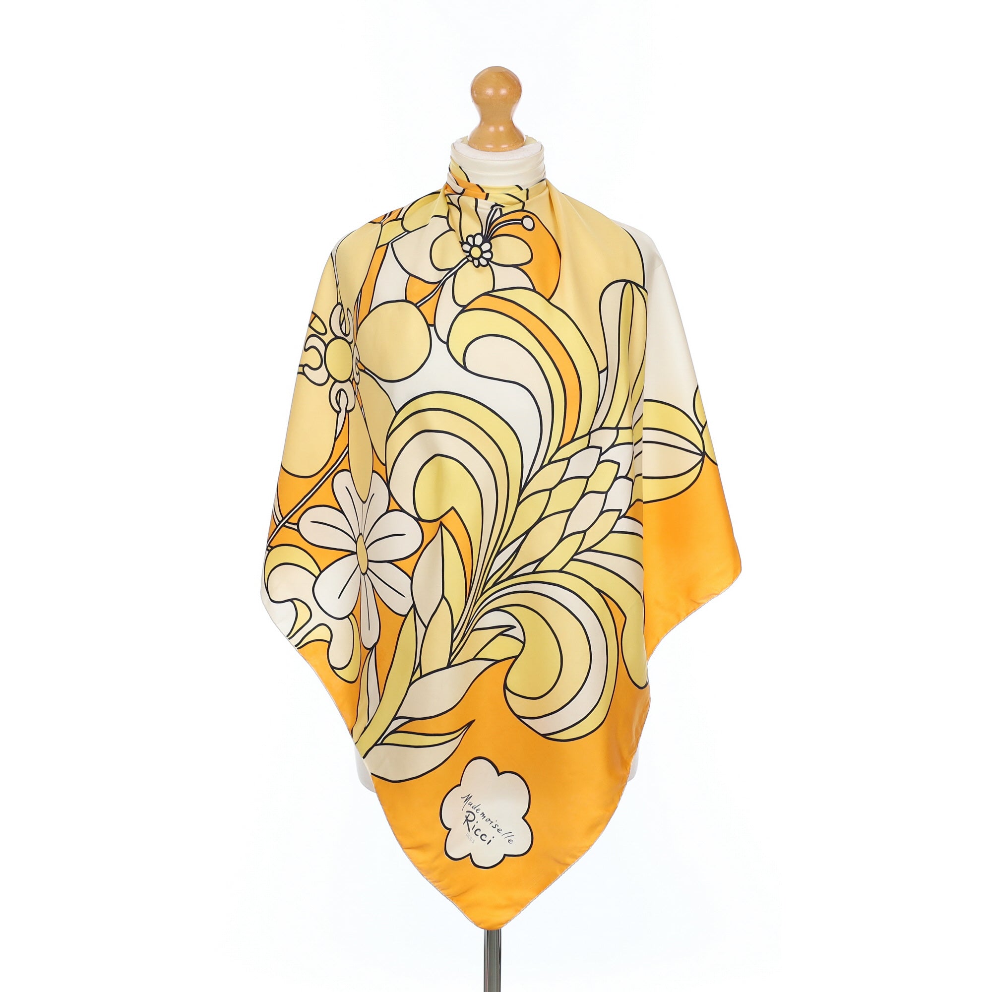 1970’s Orange Floral Vintage Silk Scarf