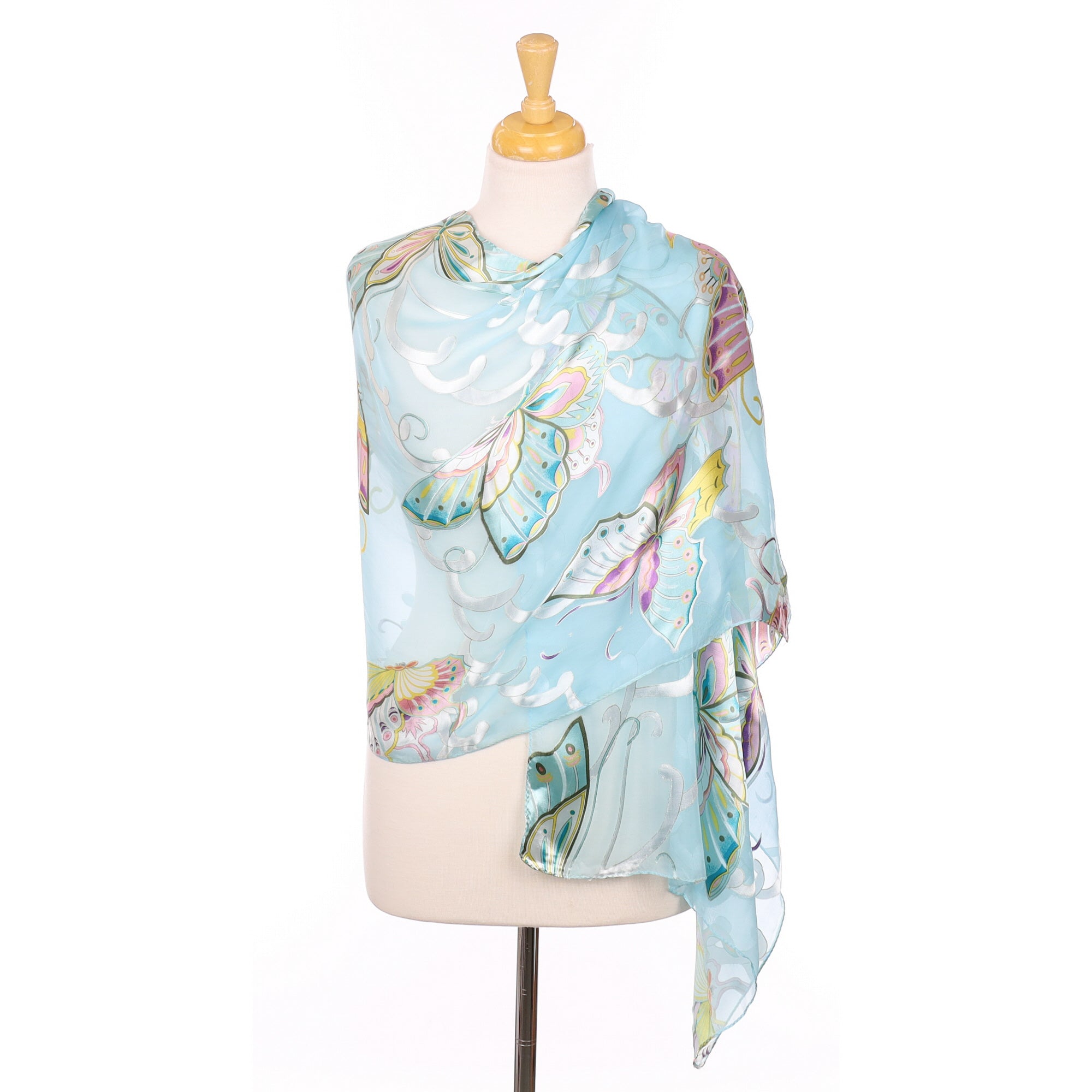 Boxed Wensli Butterfly Chiffon Silk Scarf