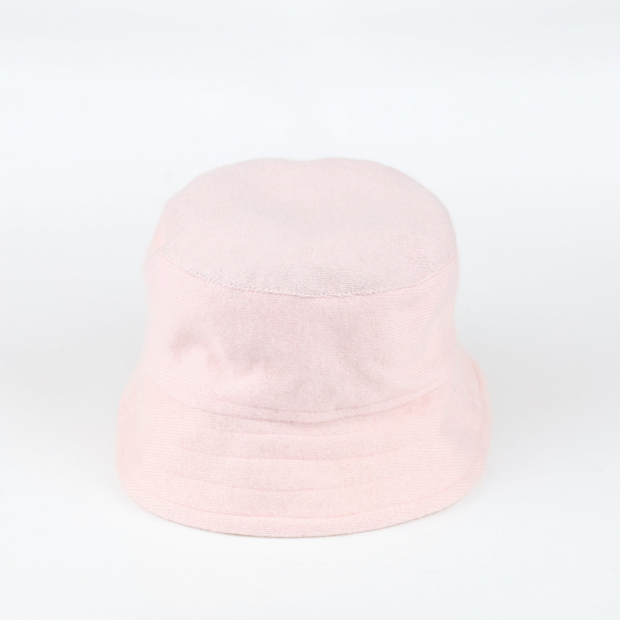 Vanilla Cream and Pale Pink Reversible Cashmere Bucket Hat Small