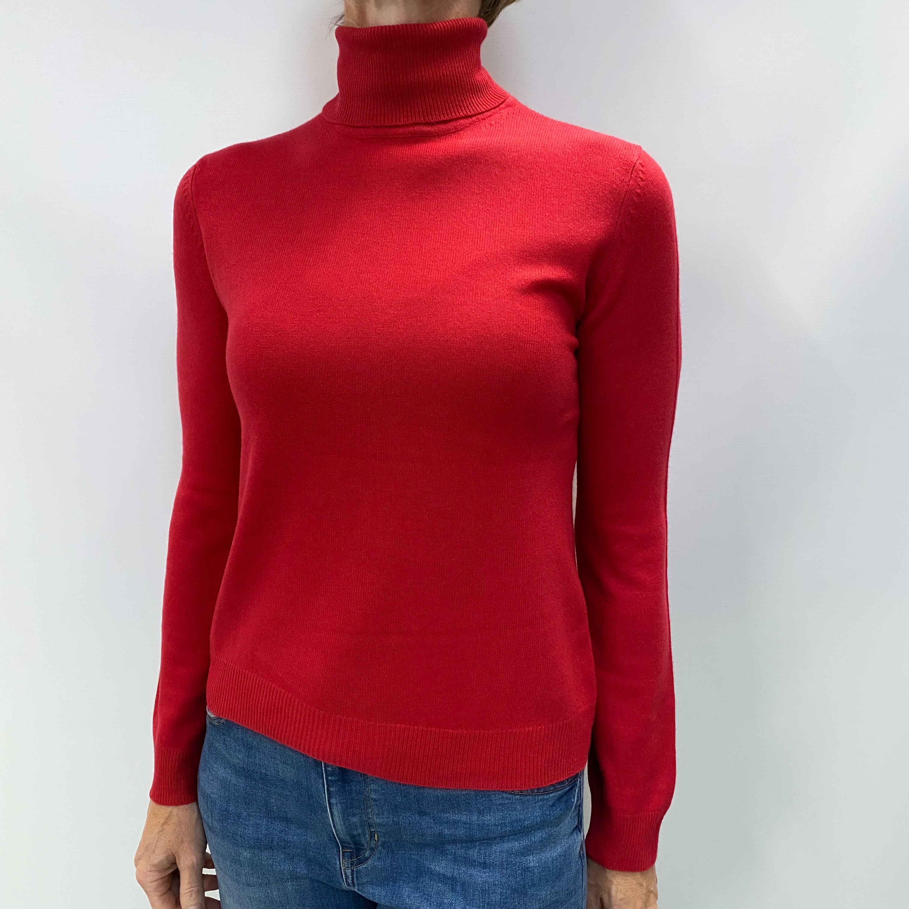 Berry Red Cashmere Polo Neck Jumper Small
