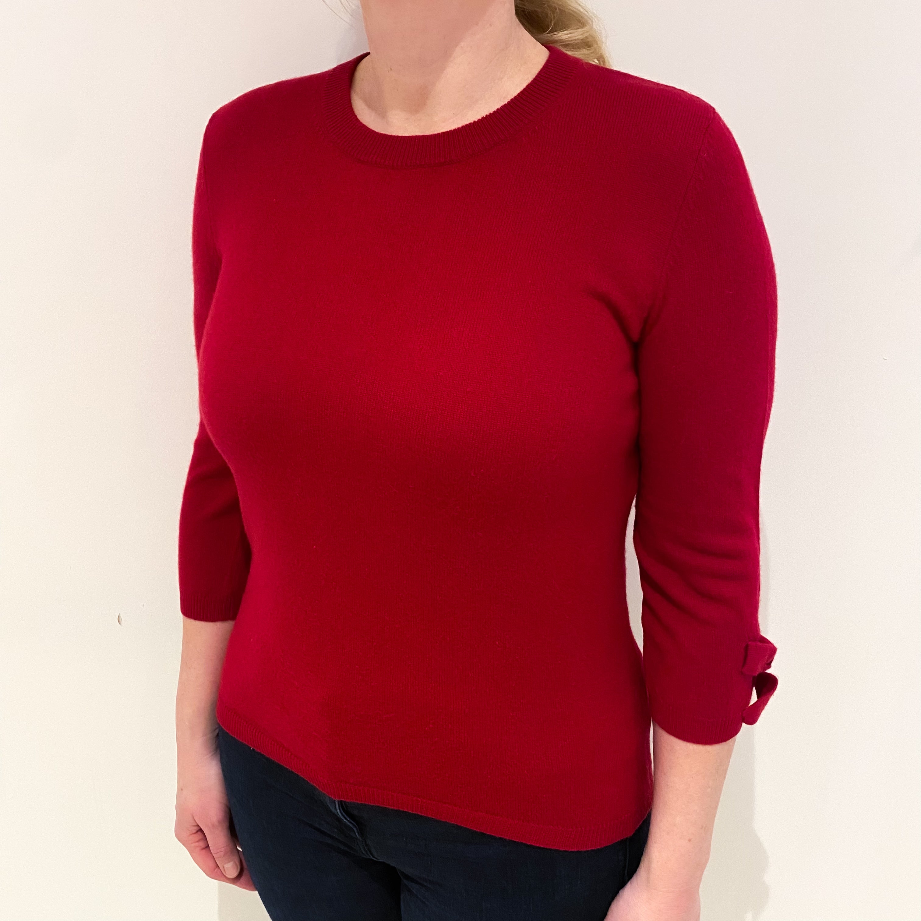 Ruby Red Cashmere Crew Neck Jumper Large