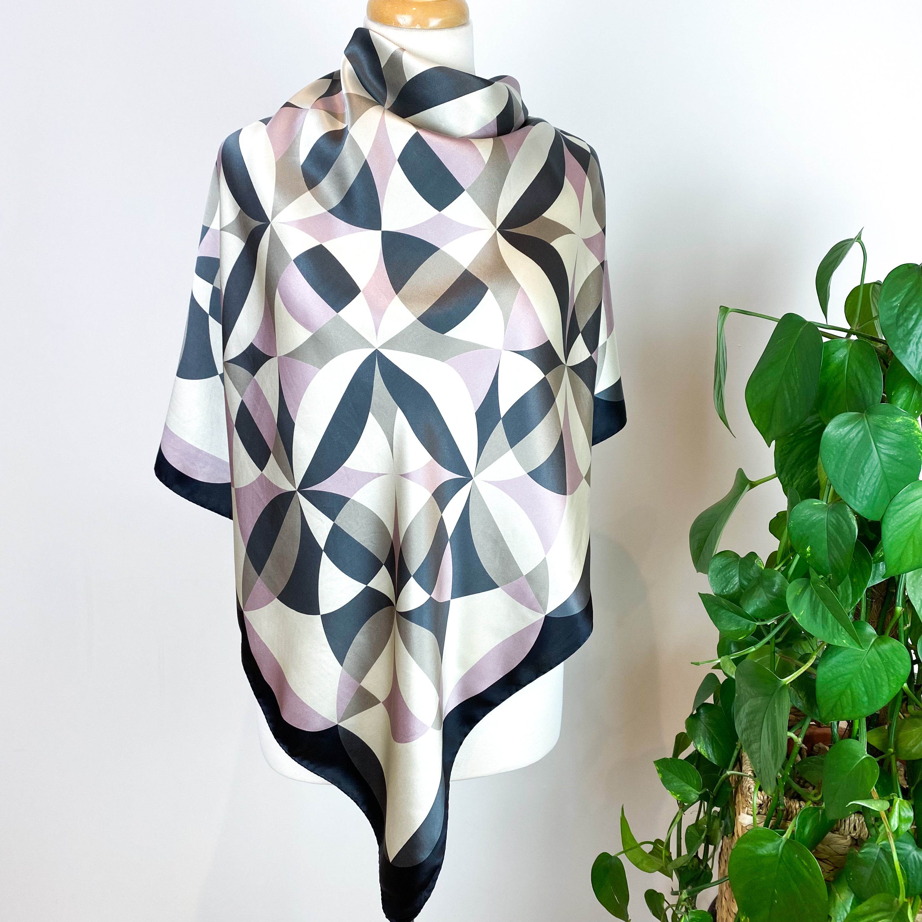 Kaleidoscope Pattern Satin Silk Scarf