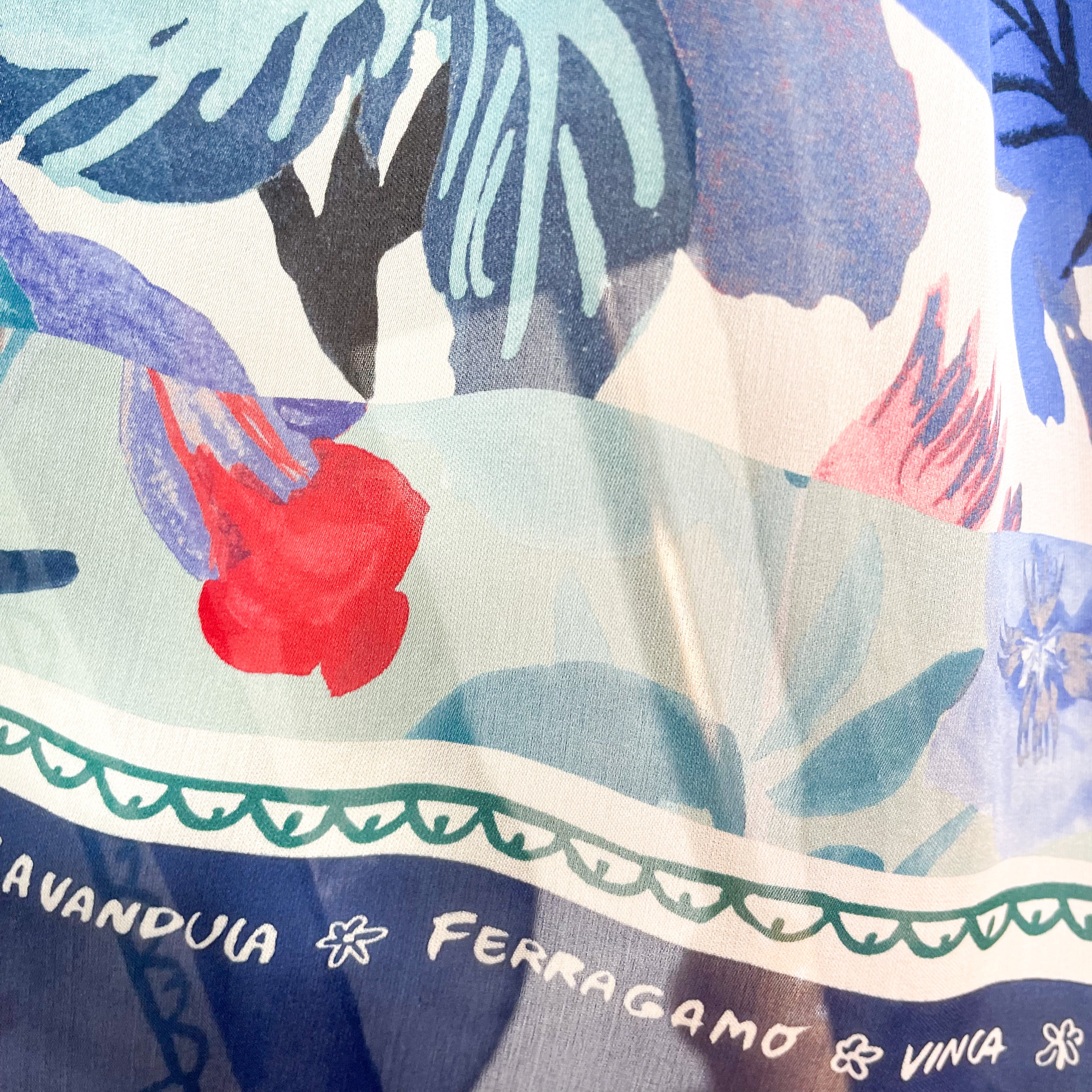 Brand New Salvatore Ferragamo Floral Wrap Style Designer Silk Scarf