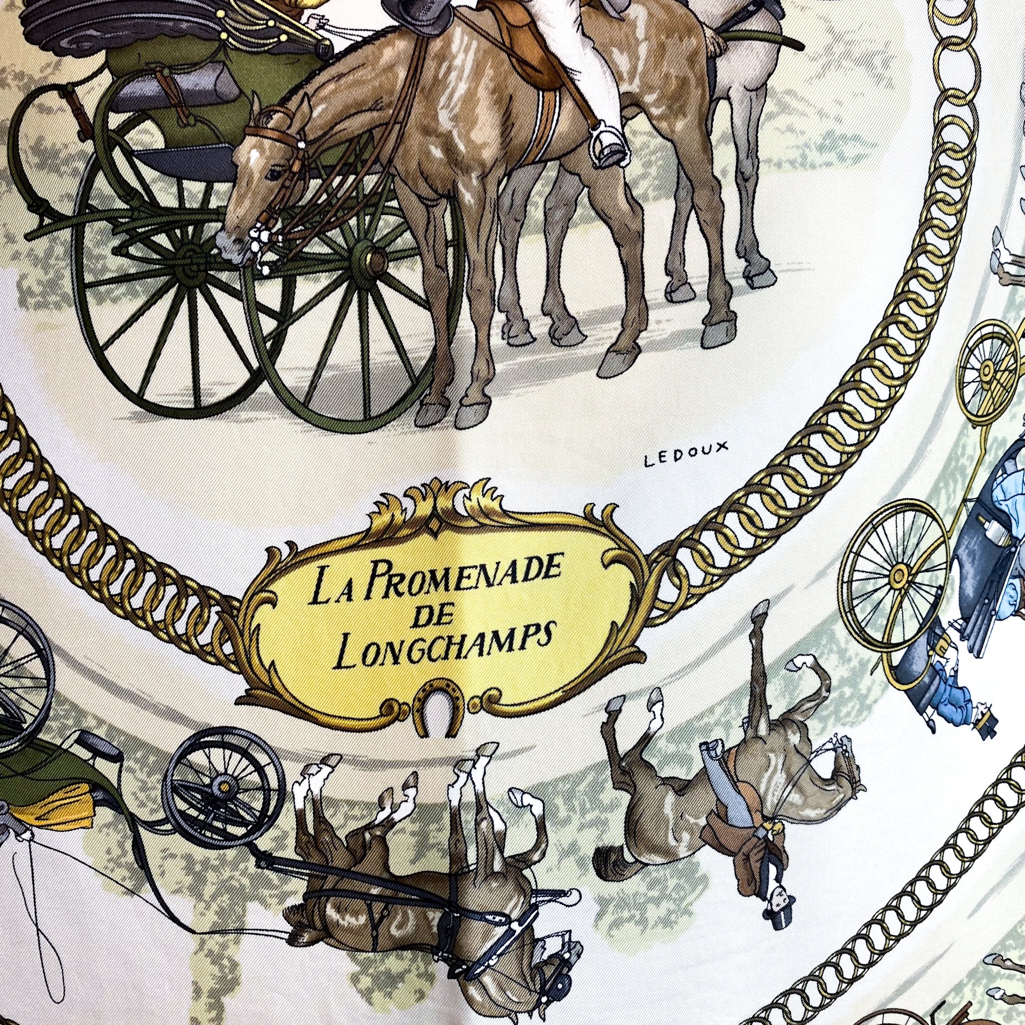 Boxed Hermes La Promenade De Longchamps Silk Scarf