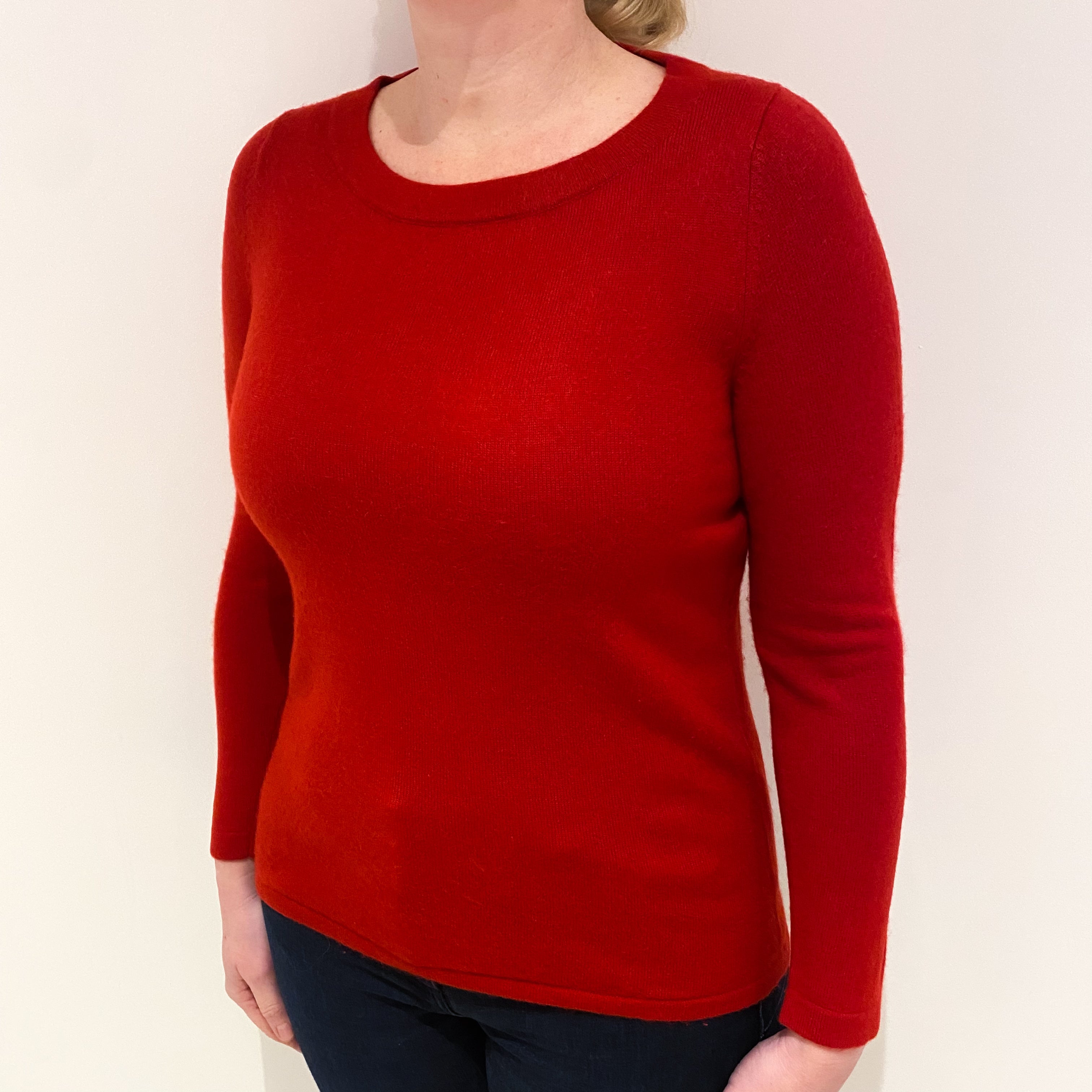 Post Box Red Cashmere Crew Neck Jumper Large