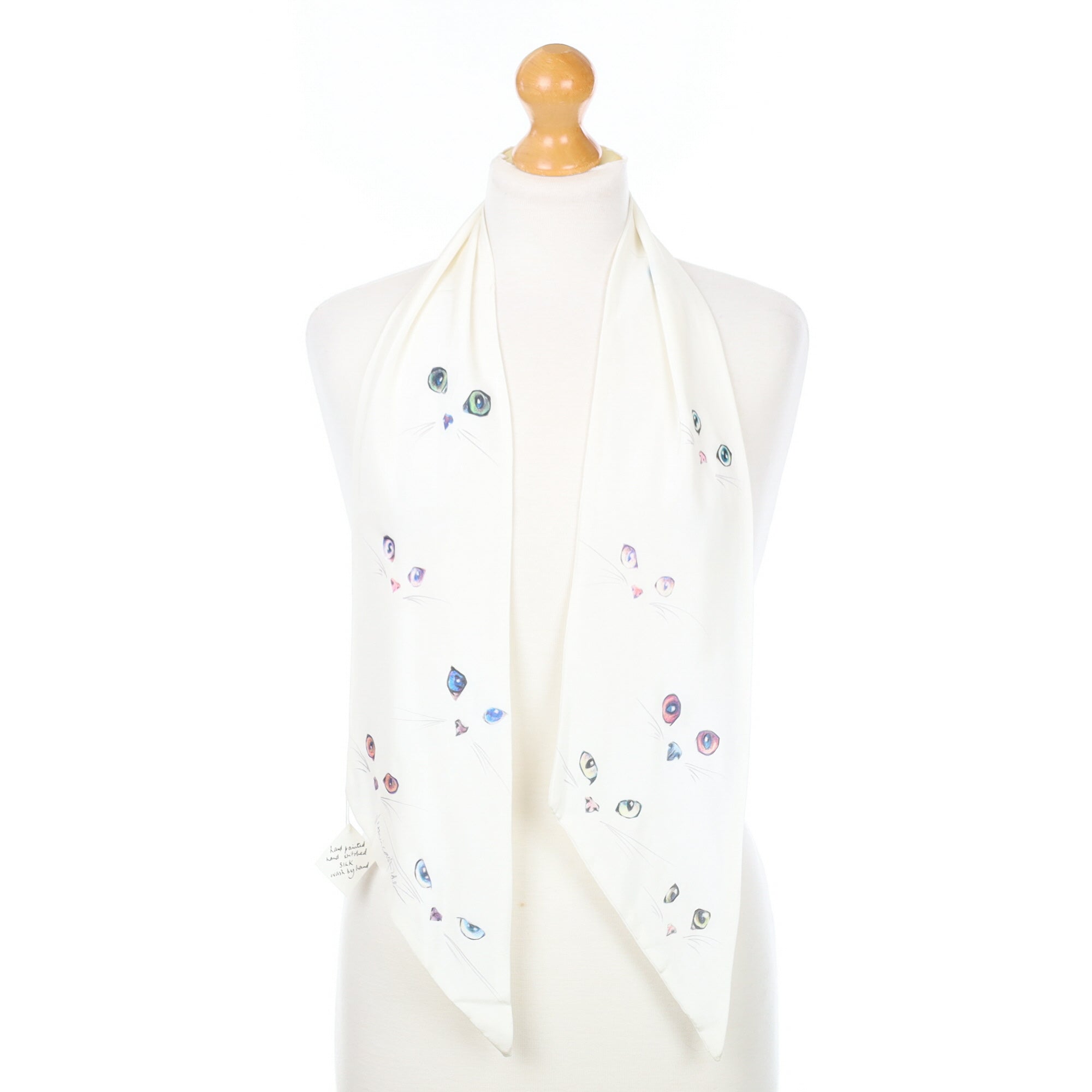 Brand New Veronica Holden White Cat Silk Scarf