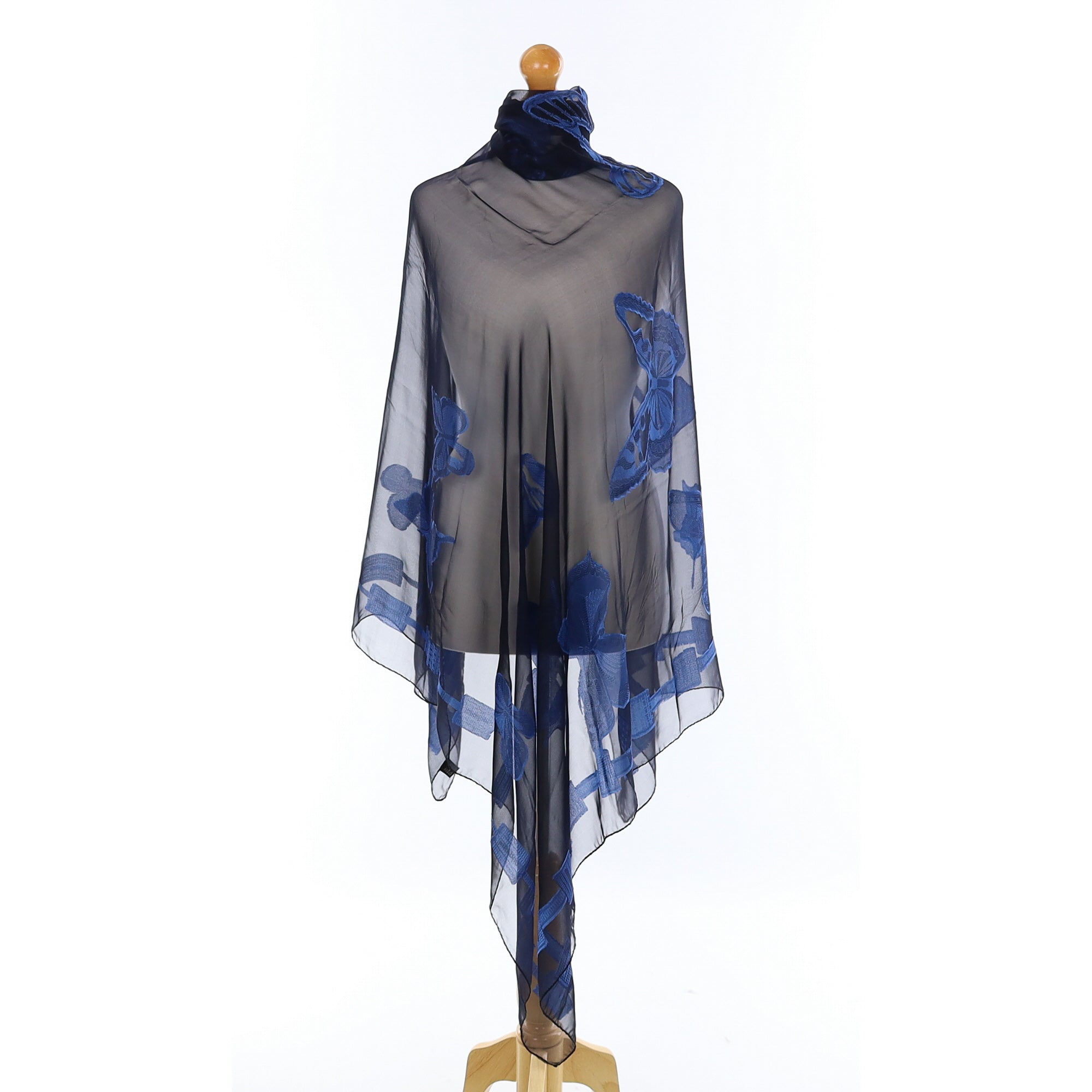 Immaculate Boxed Chopard Navy and Cornflower Blue Silk Scarf