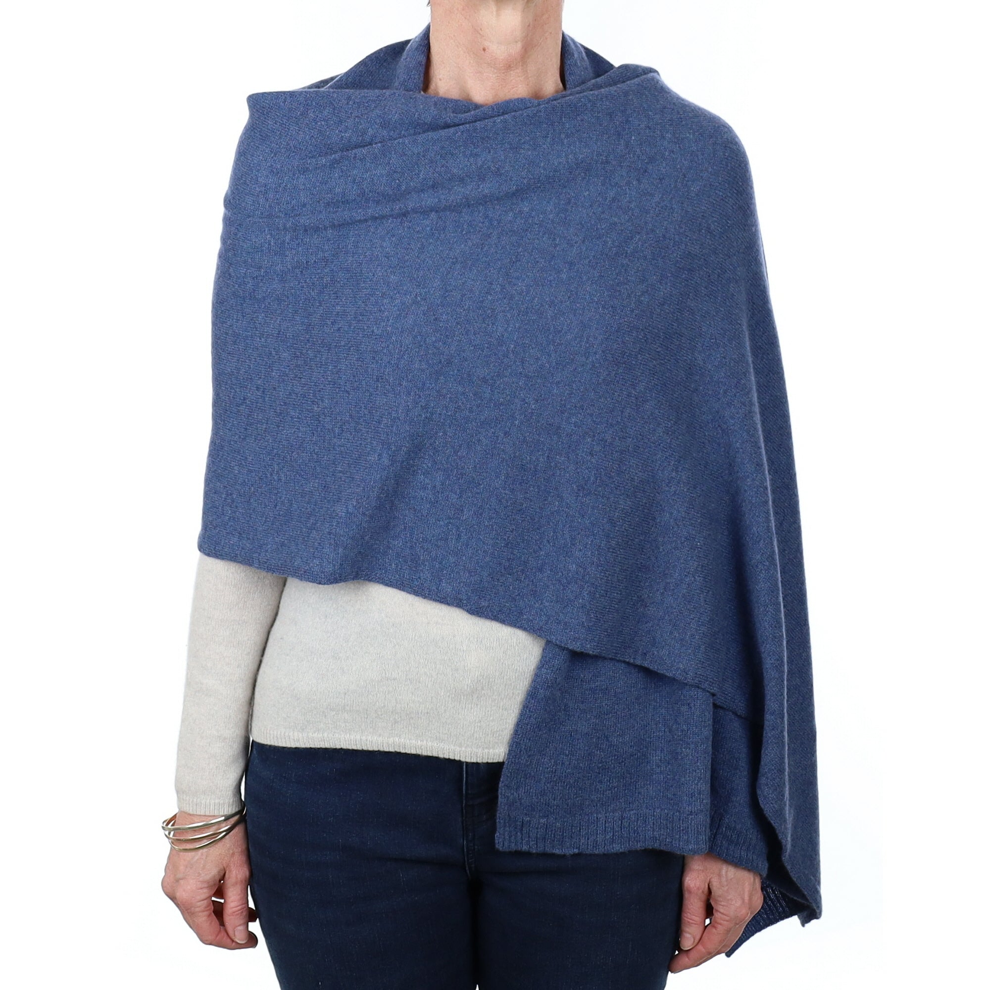 Brand New Denim Blue Recycled Cashmere Wrap