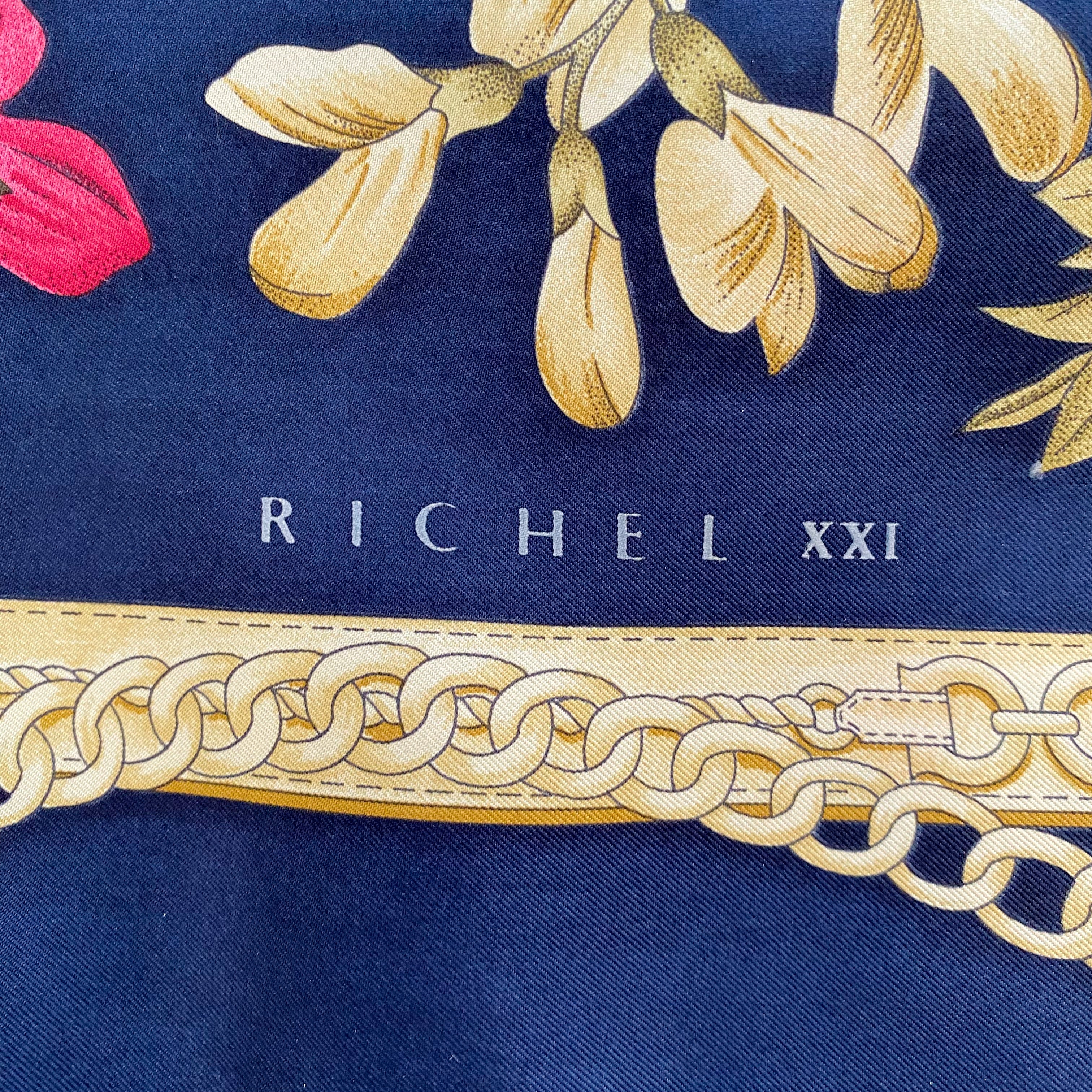 Richel French Navy Floral Silk Scarf