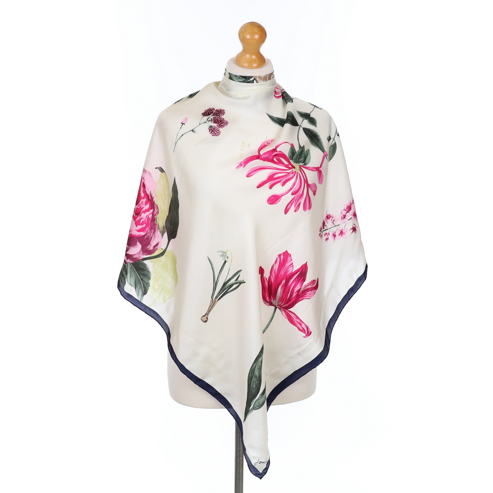 Joules Pink Floral Silk Scarf