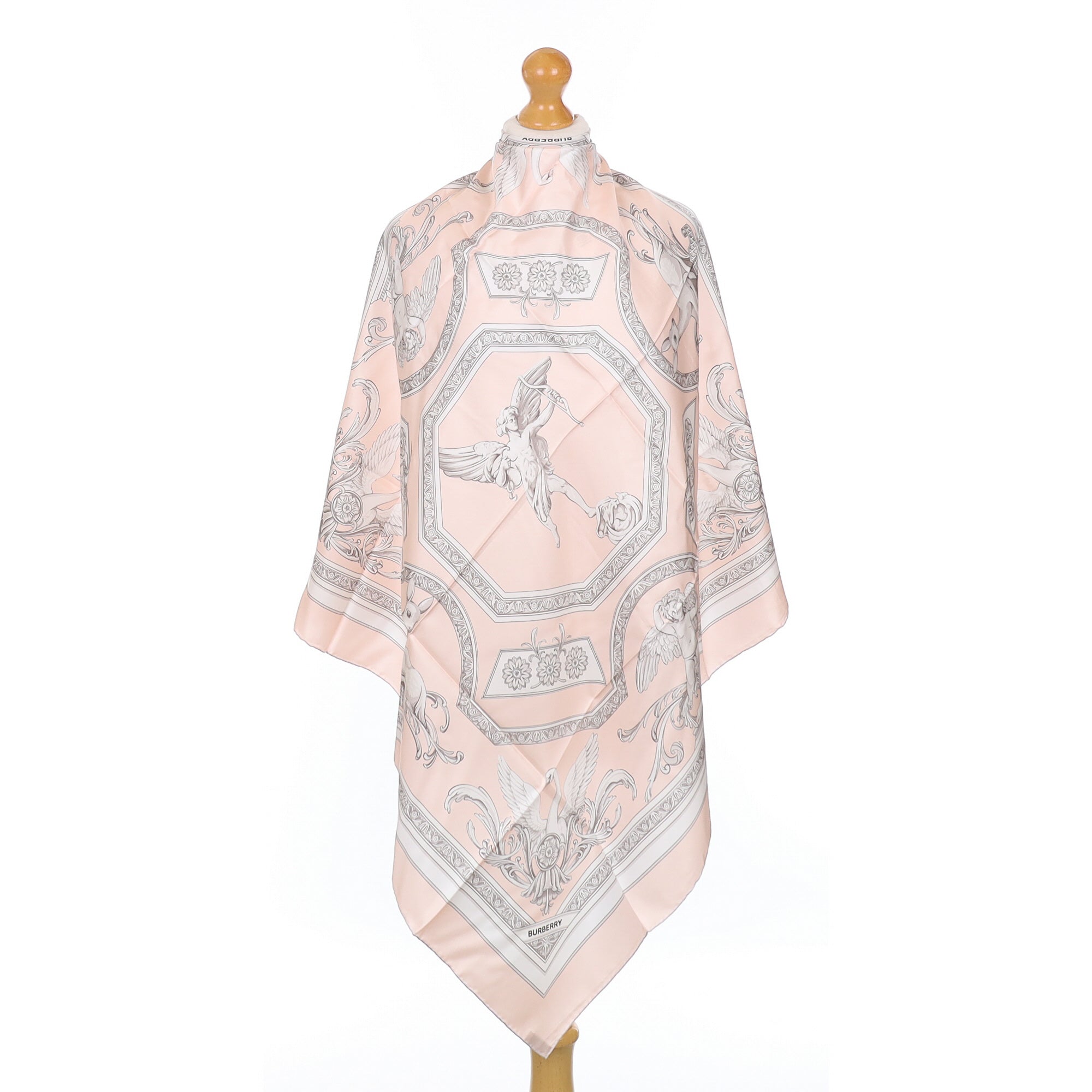 Brand New Burberry Pink and White Silk Scarf