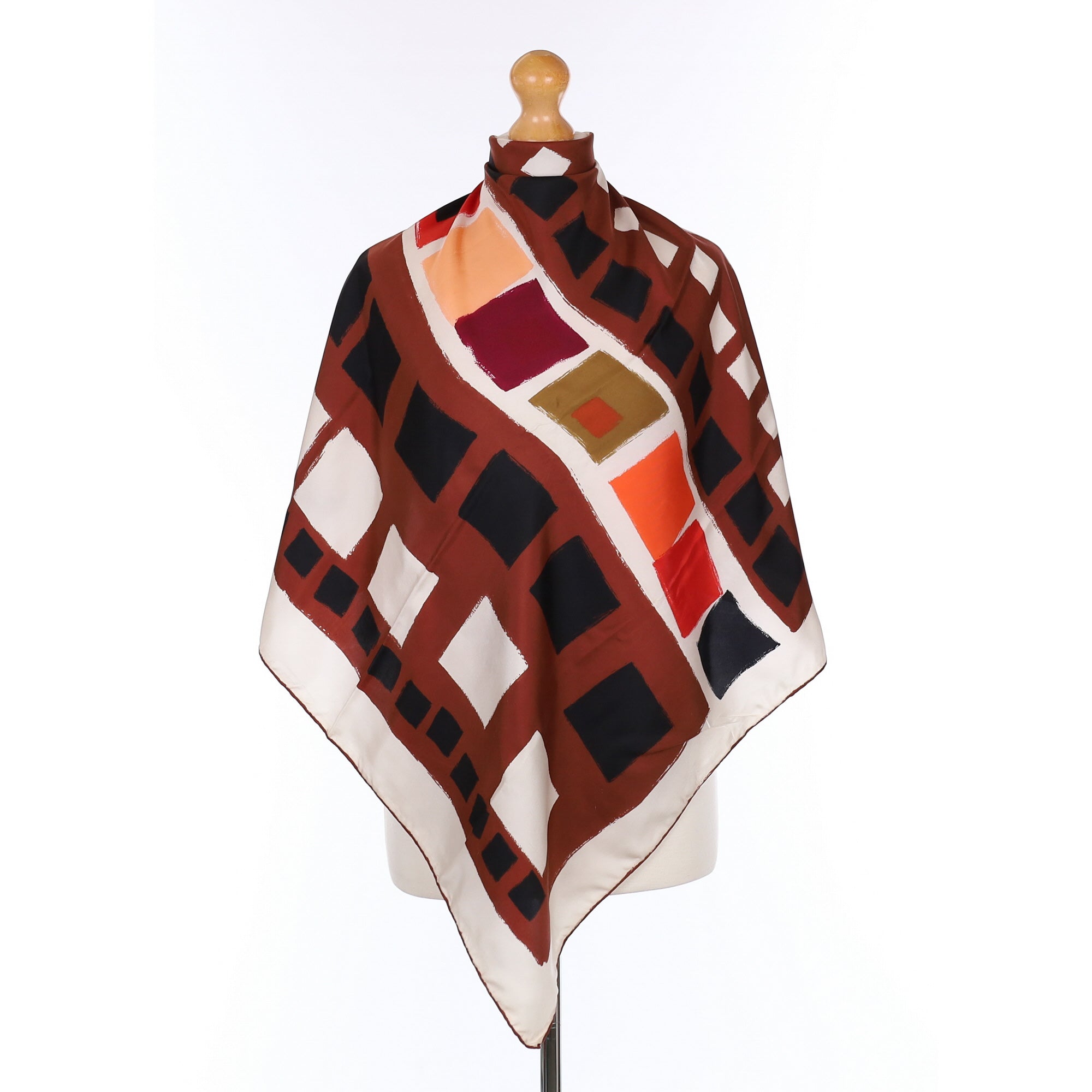 Geometric Square Vintage Silk Scarf