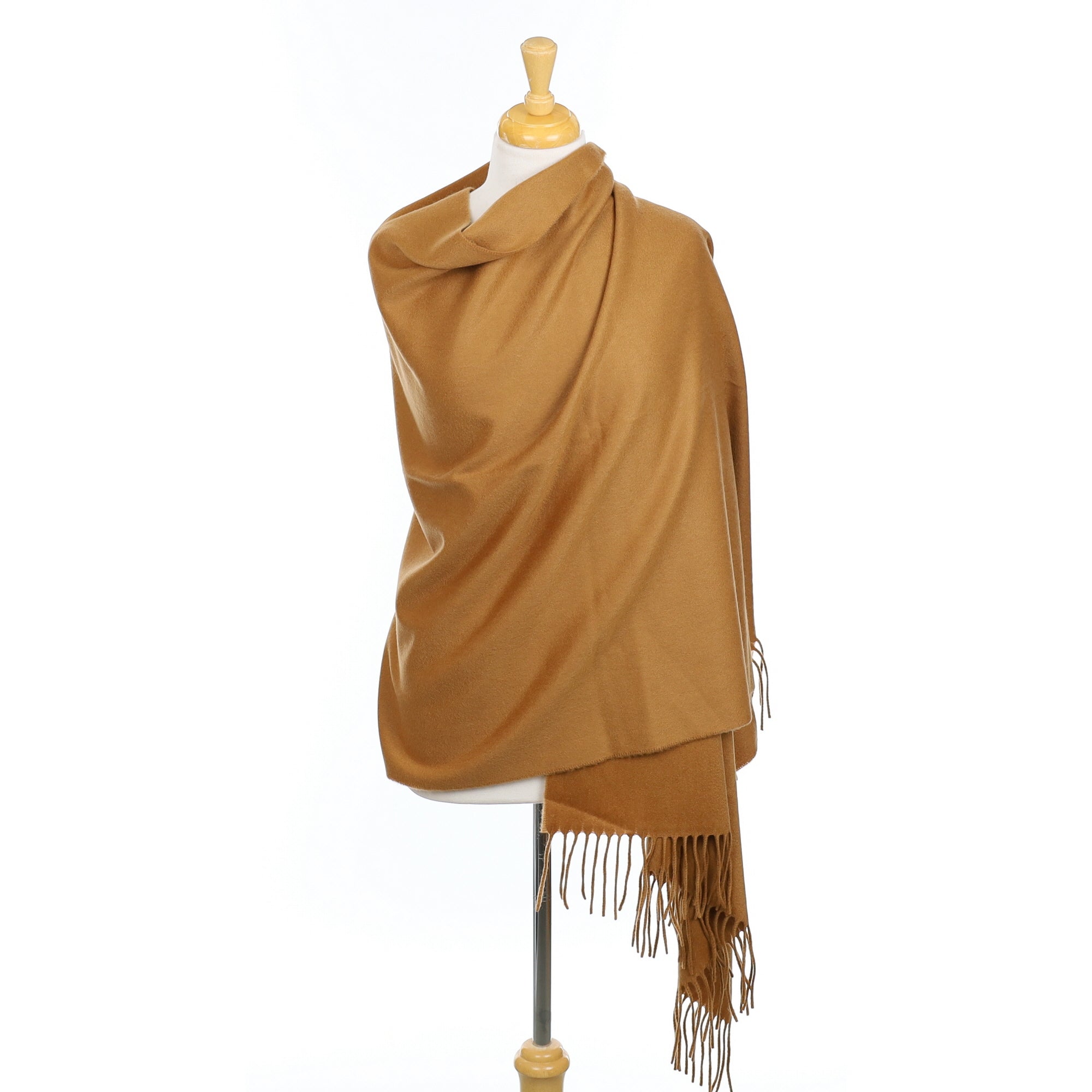 Brand New Scottish Dark Camel Luxury Cashmere Stole