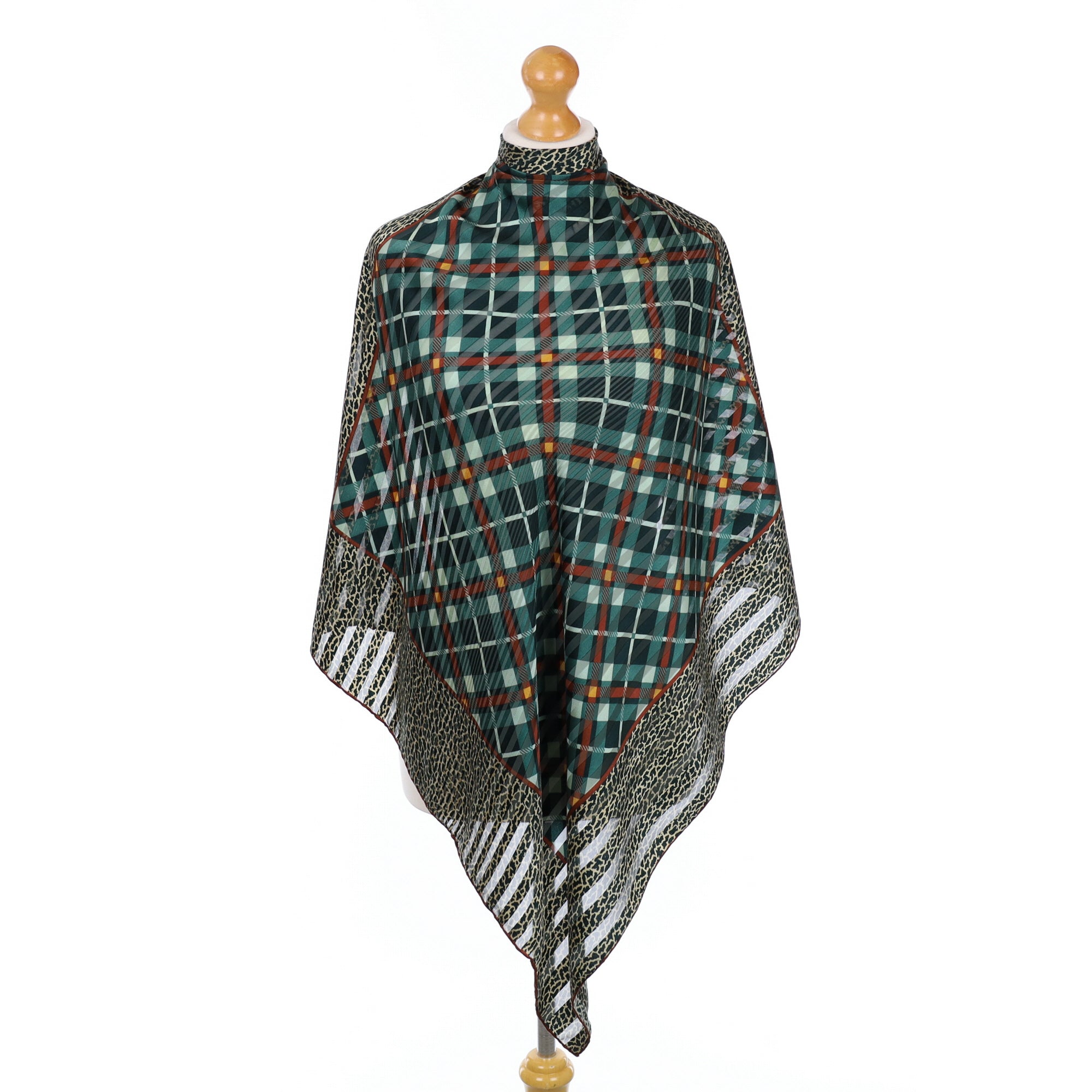 Ostinelli Checked Green Silk Scarf