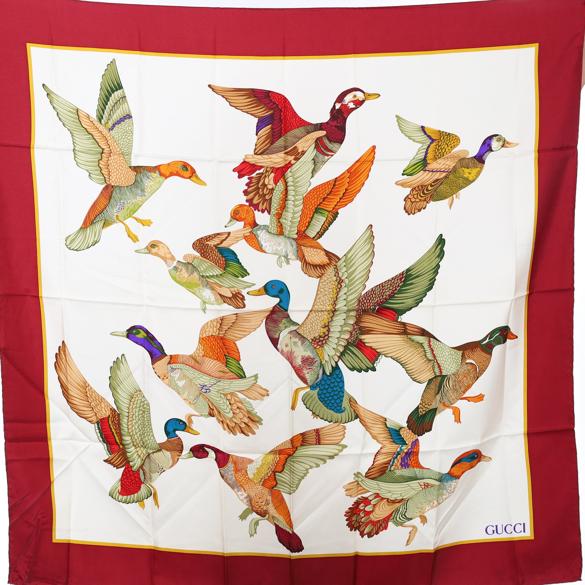 Brand New Gucci Bird Design Silk Scarf