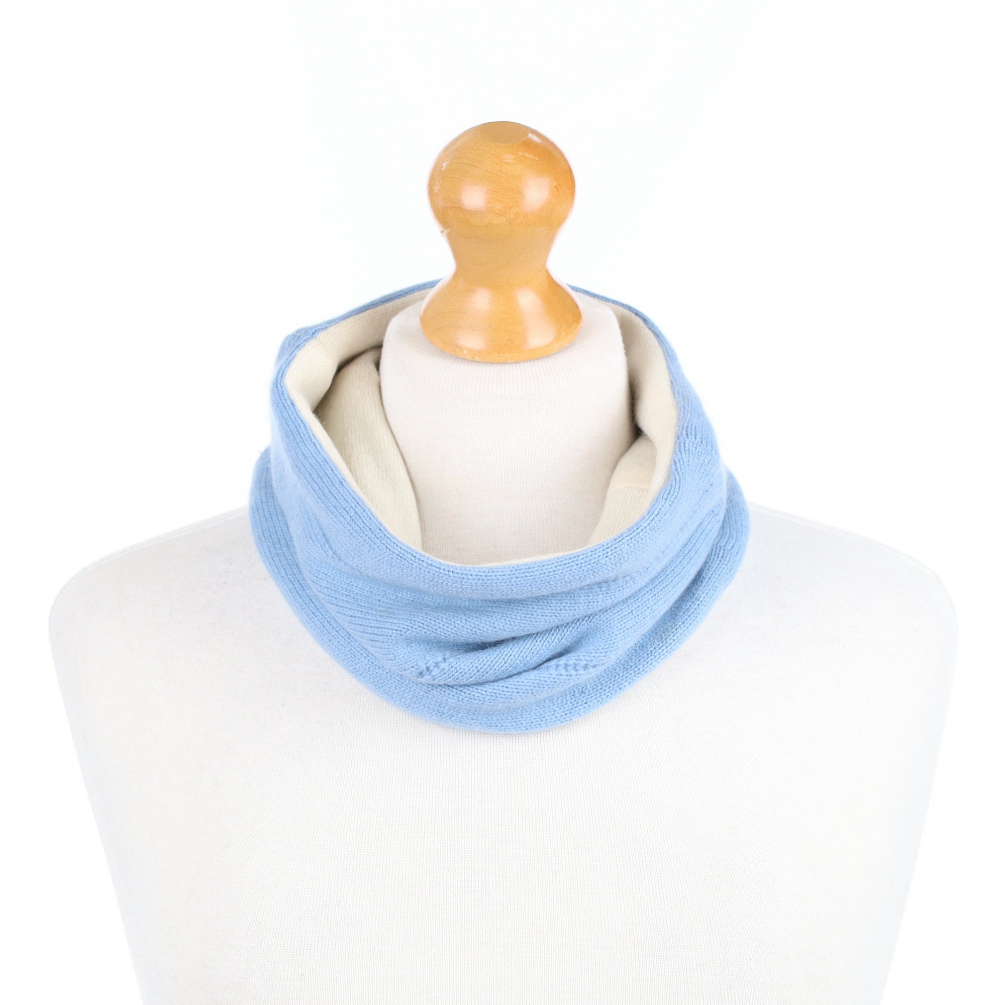 Cornflower Blue Pattern Knit and Cream Neck Warmer