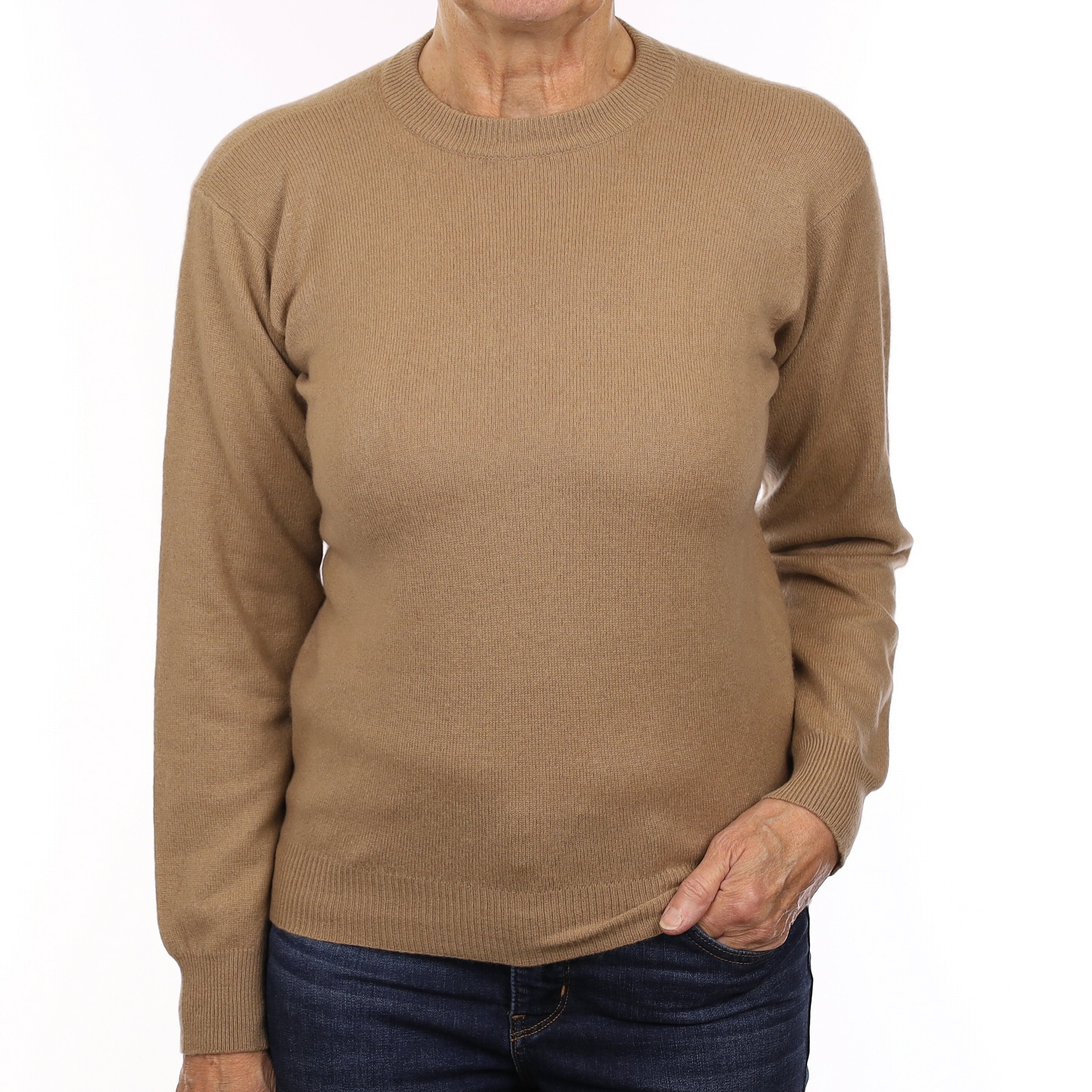 Nutmeg Brown Cashmere Crew Neck Jumper Medium