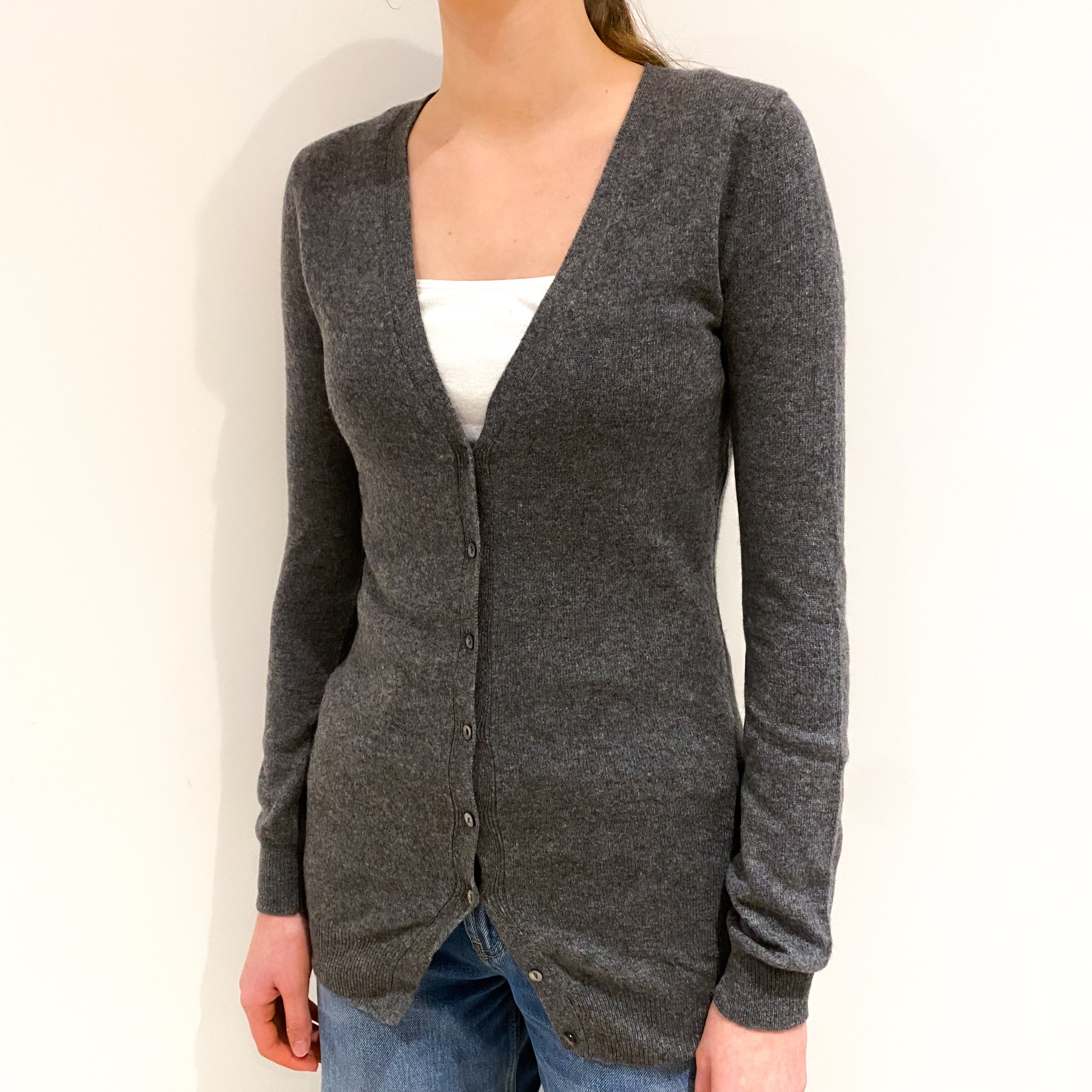 Slate Grey V Neck Cardigan Extra Small