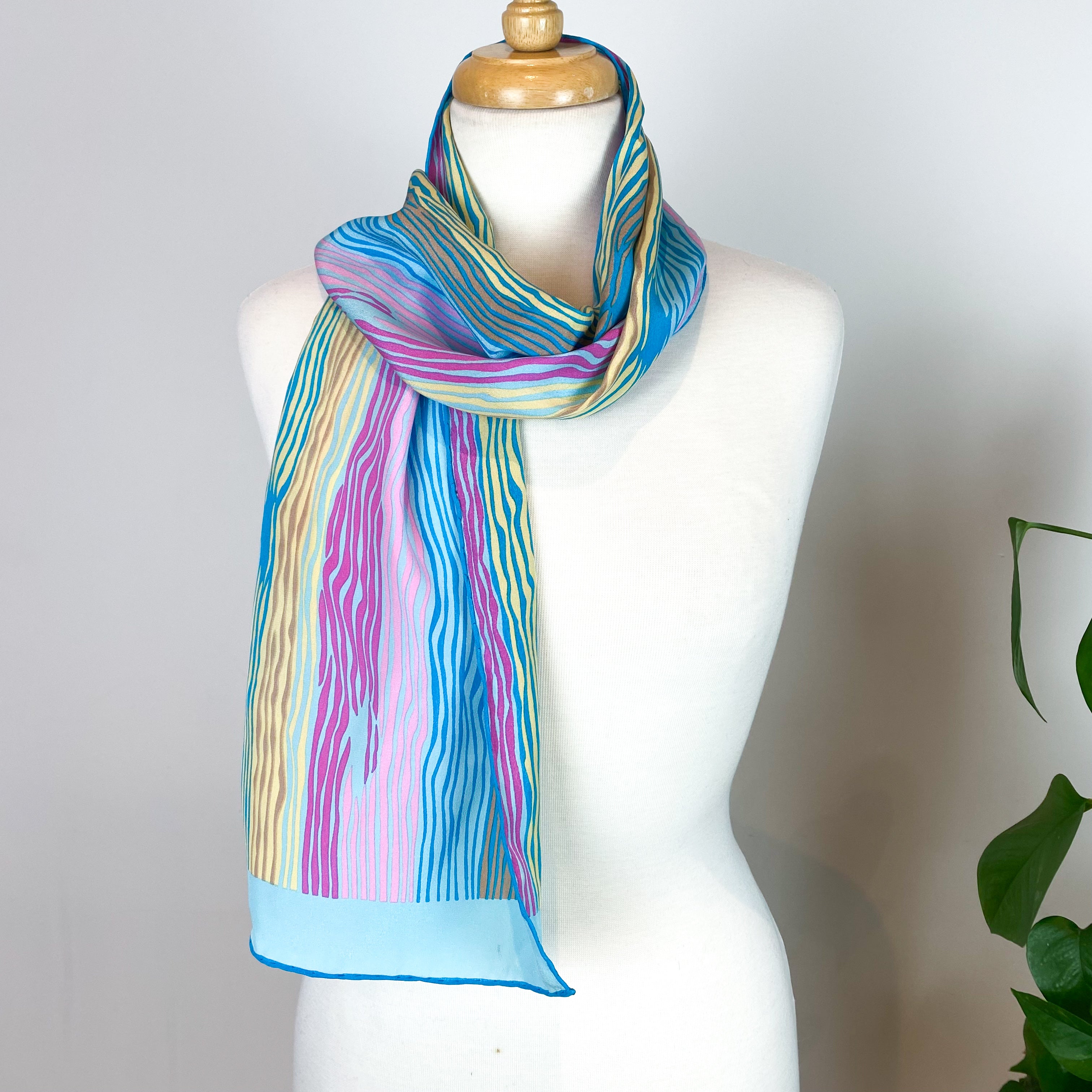 Long Striped Ostinelli Vintage Silk Scarf