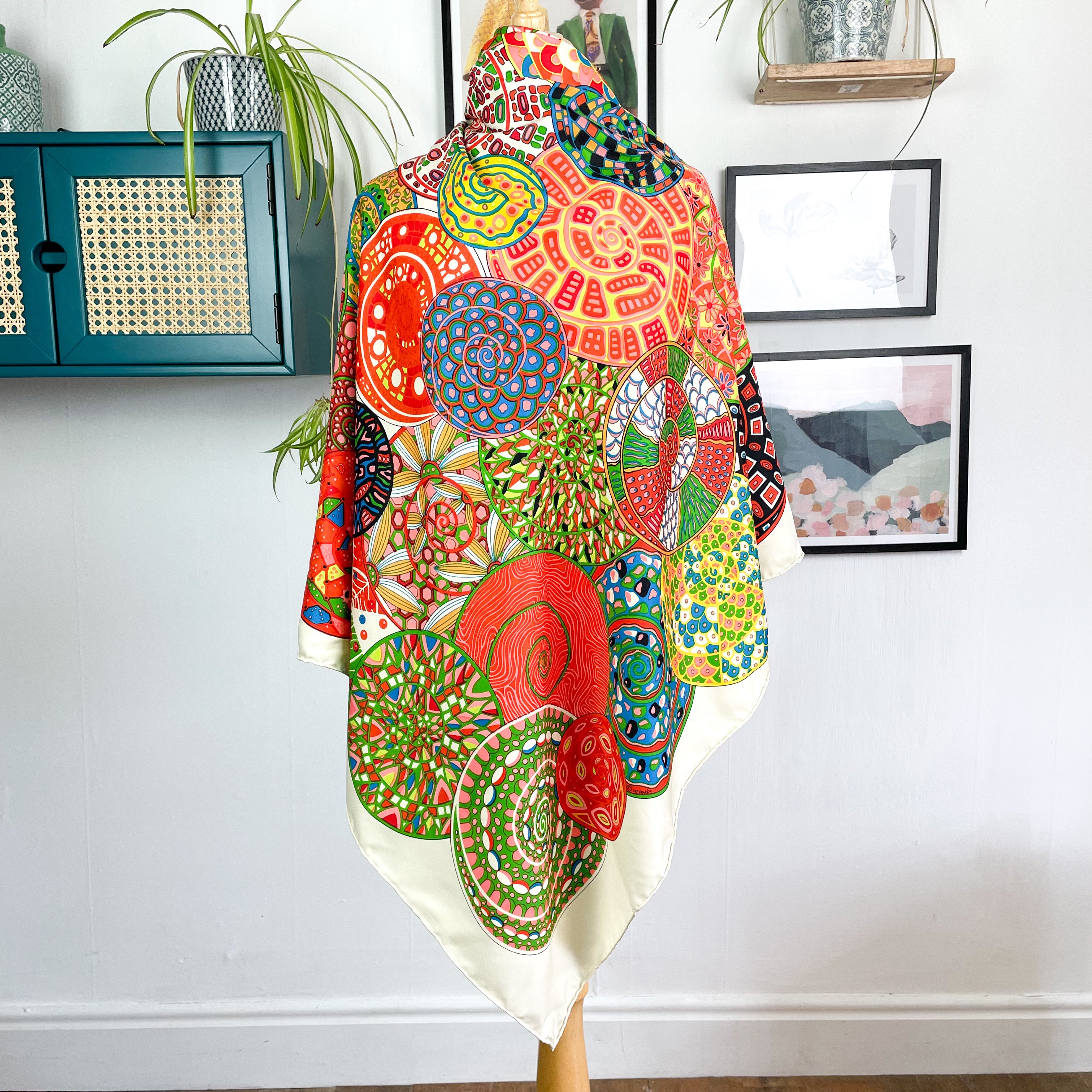 Extra Large Psychedelic Vintage Silk Scarf