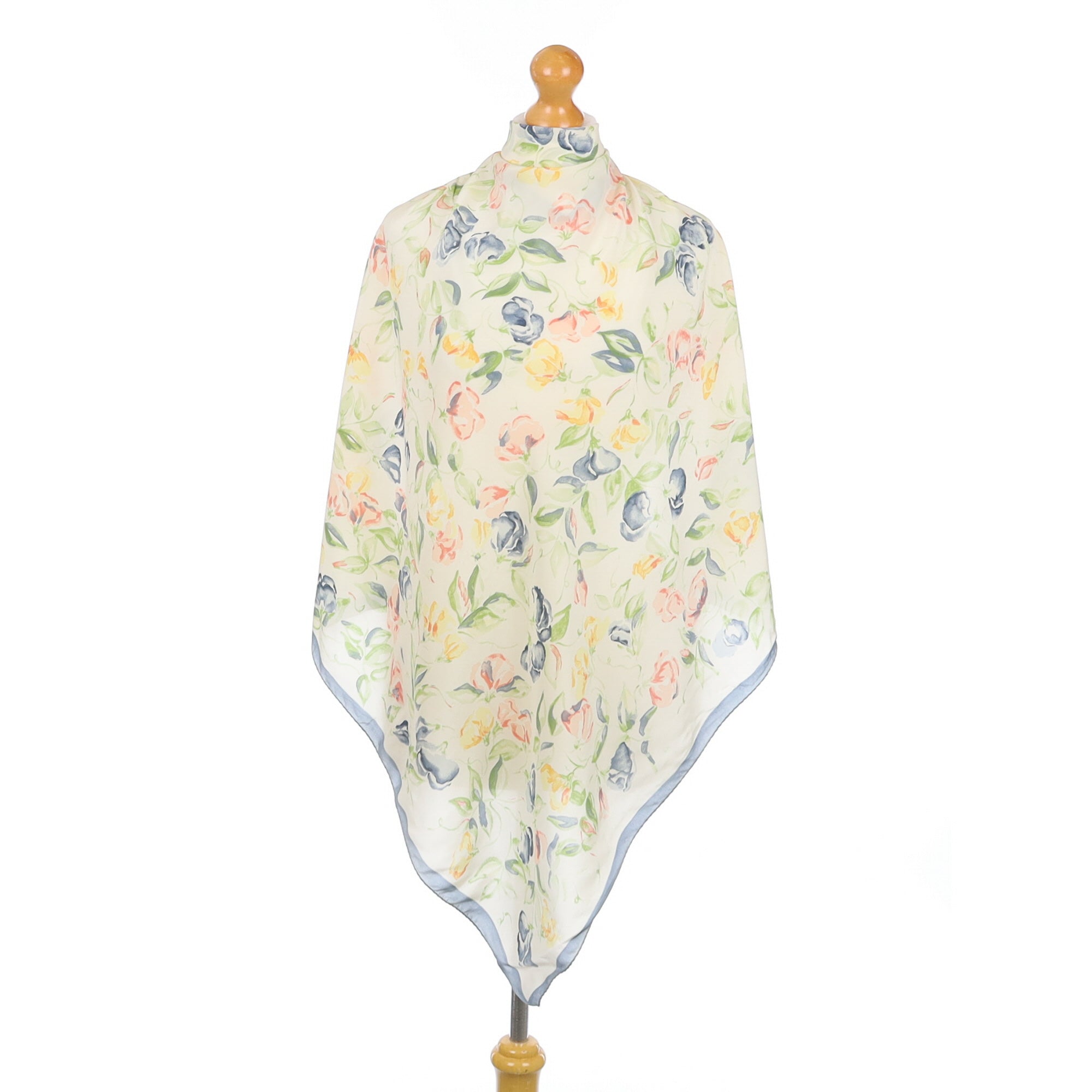 Pretty Pale Floral Silk Scarf