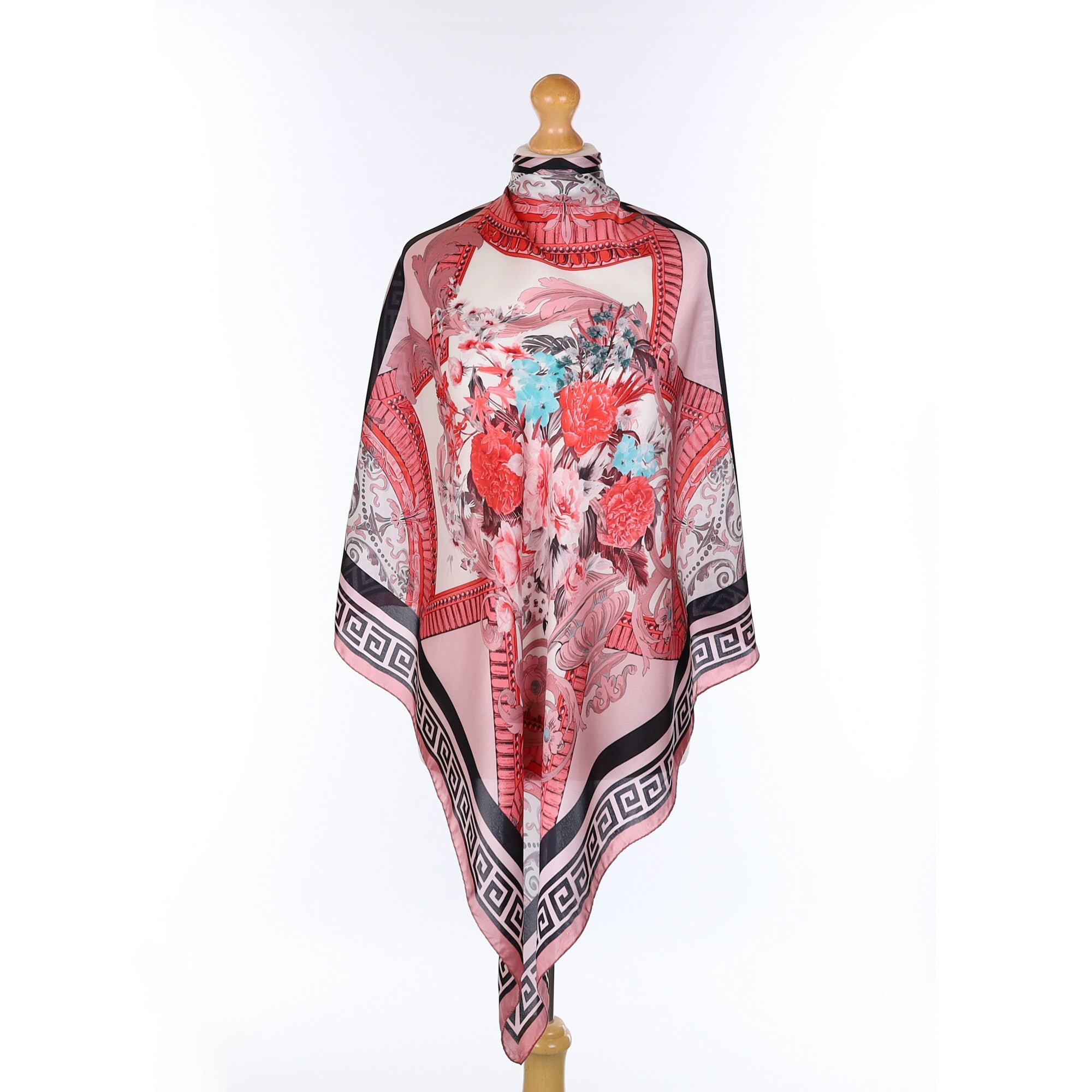 Pink Floral Silk Scarf