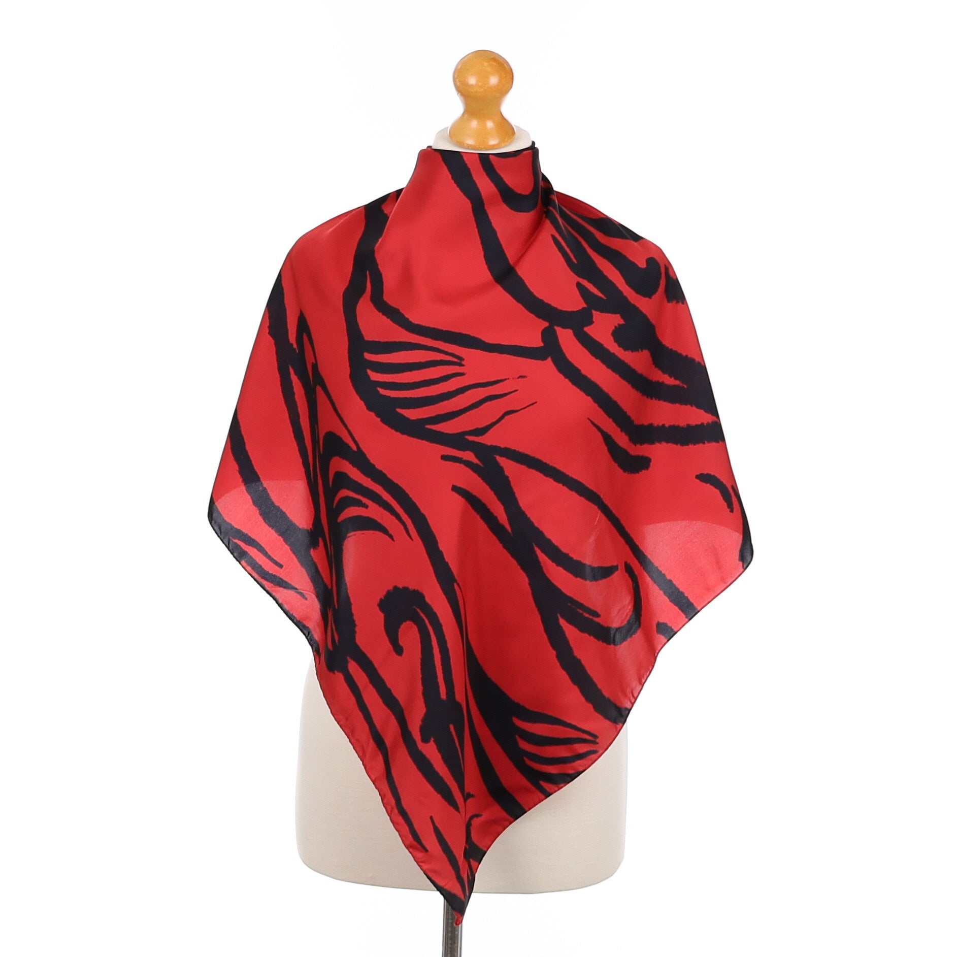 Red and Black Abstract Vintage Silk Scarf