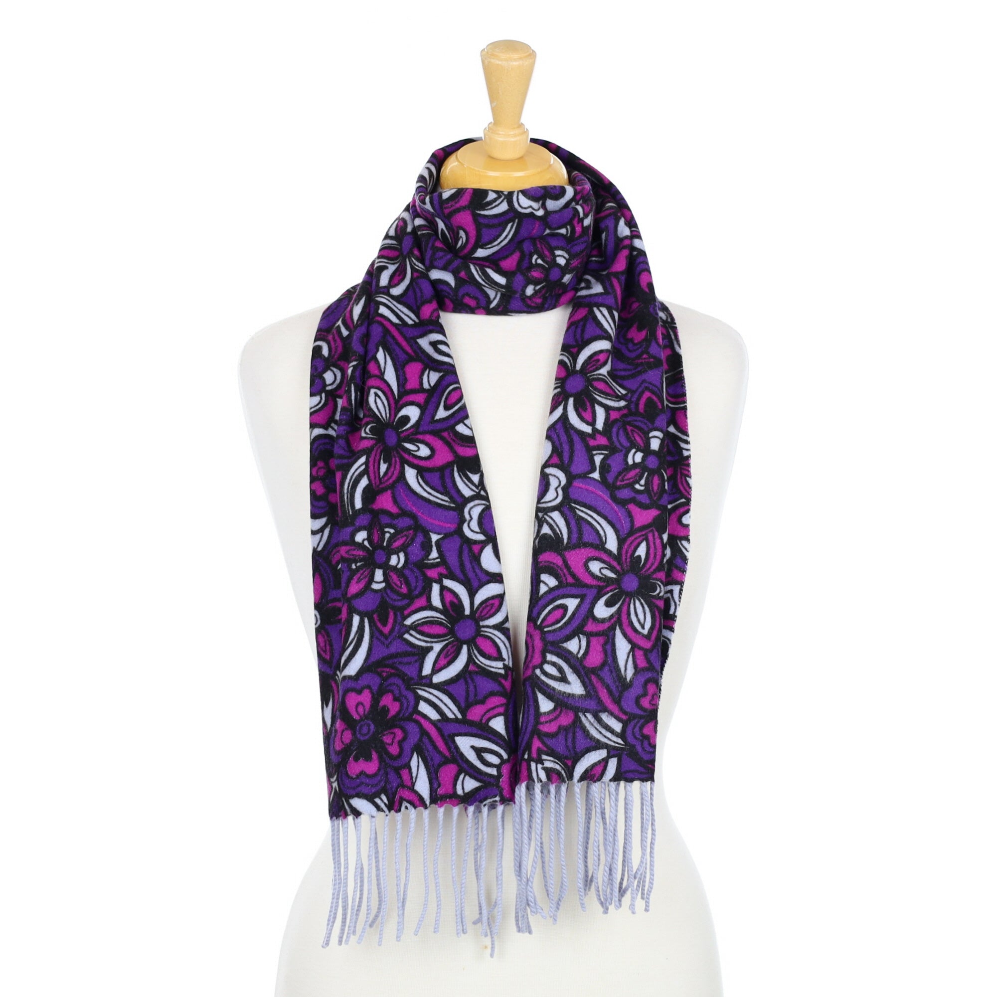 Iris Magenta and Ice Blue Floral Woven Scarf