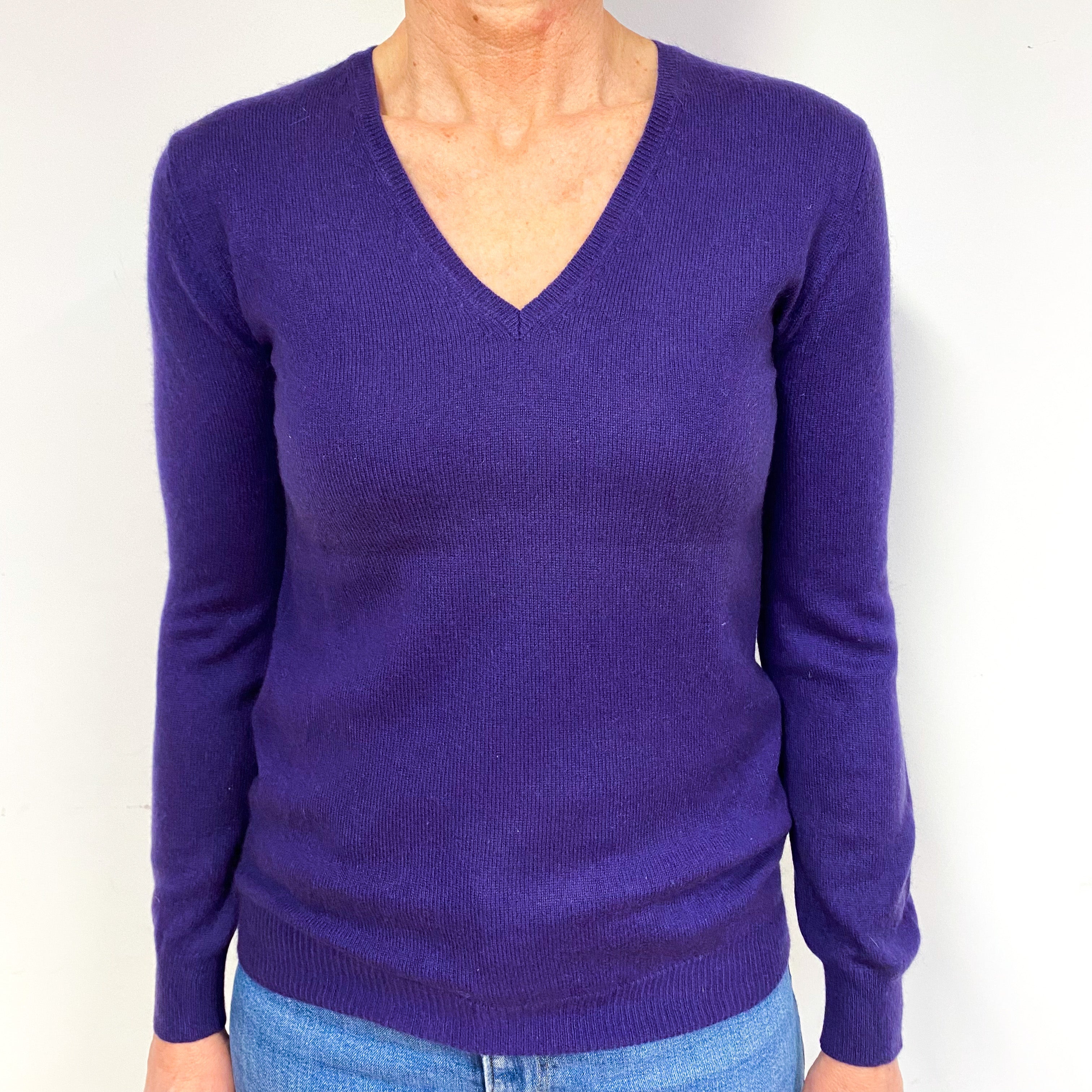 Iris Purple Cashmere V-Neck Jumper Medium