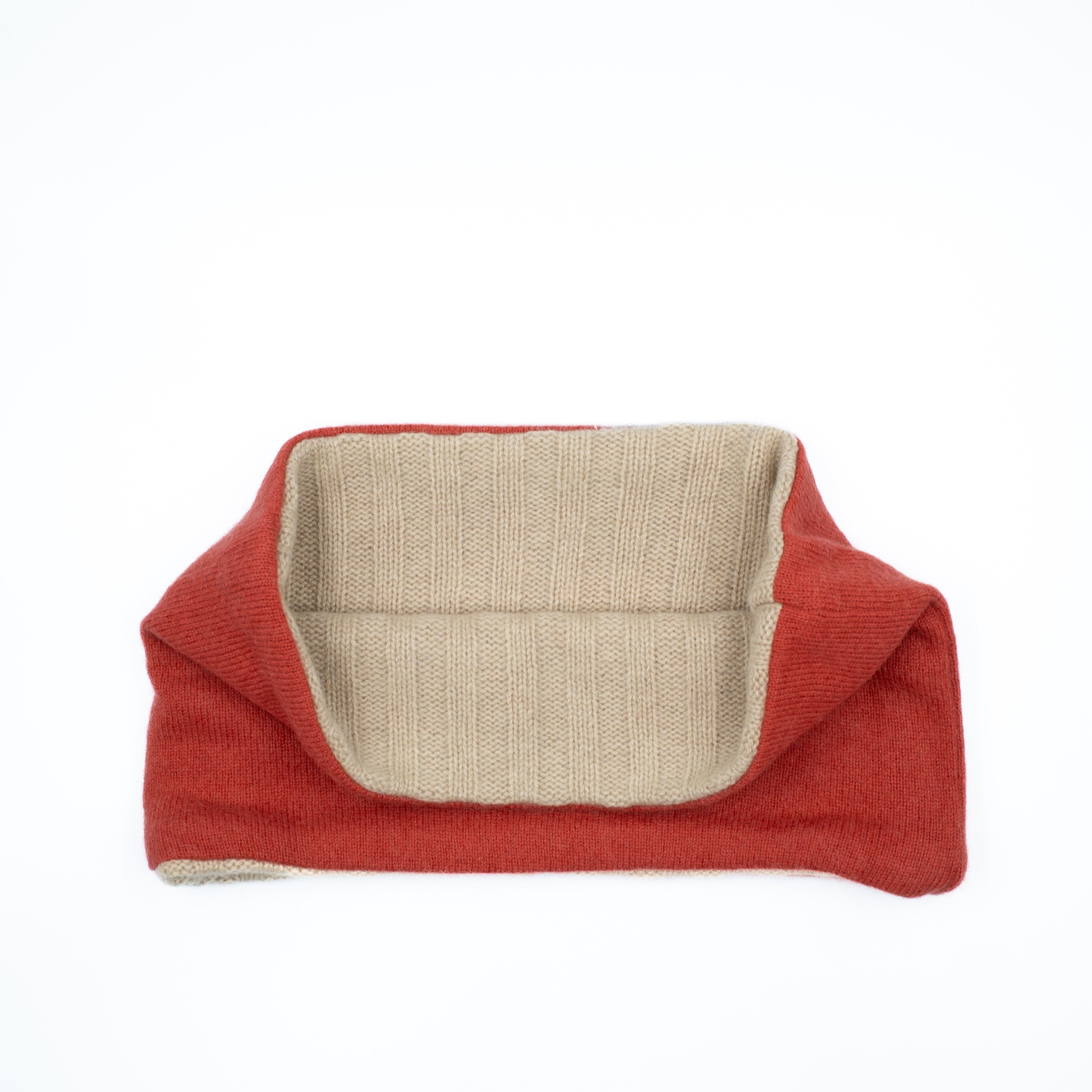 Men’s Brick Red and Oatmeal Ribbed Neck Warmer