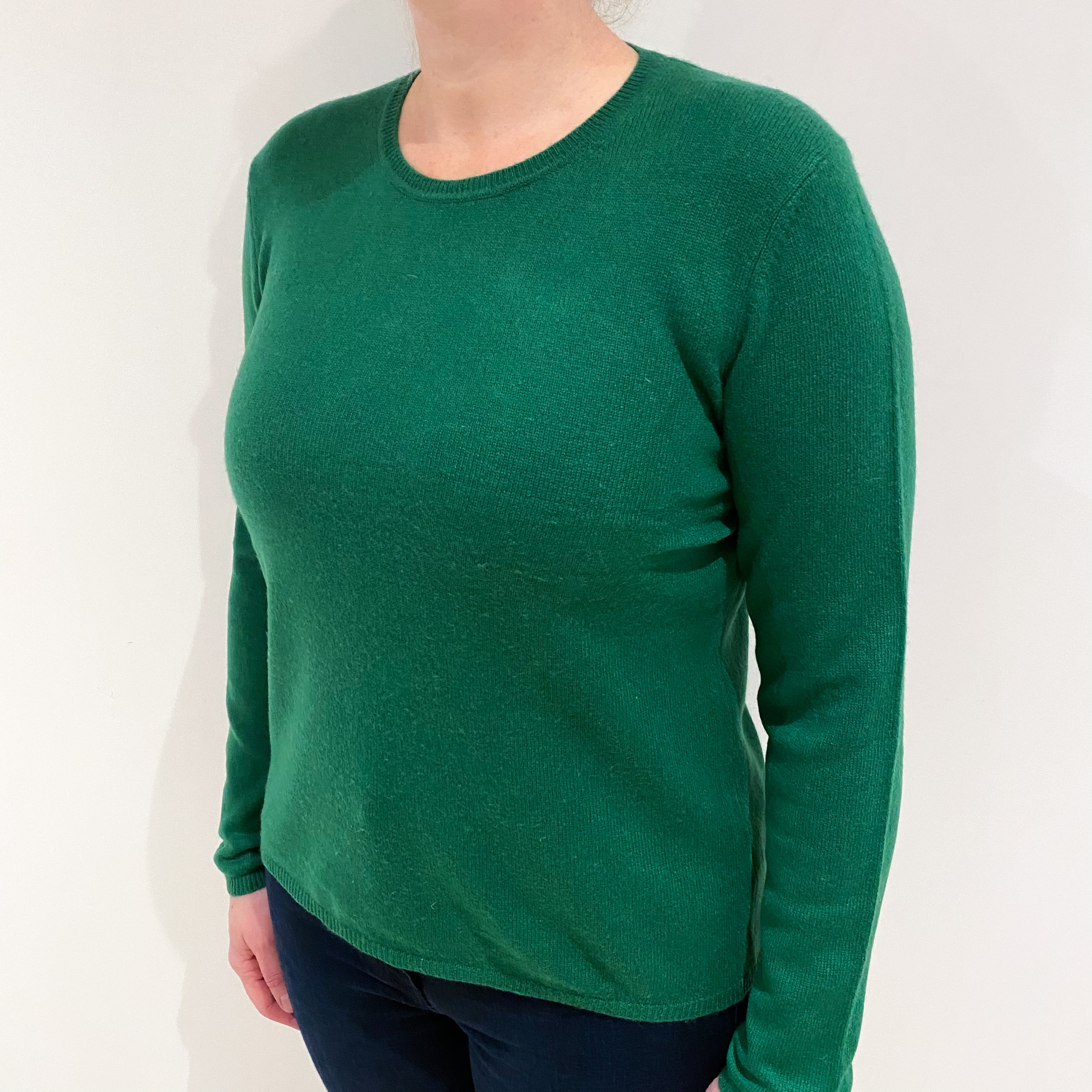 Shamrock Green Cashmere Crew Neck Jumper Large
