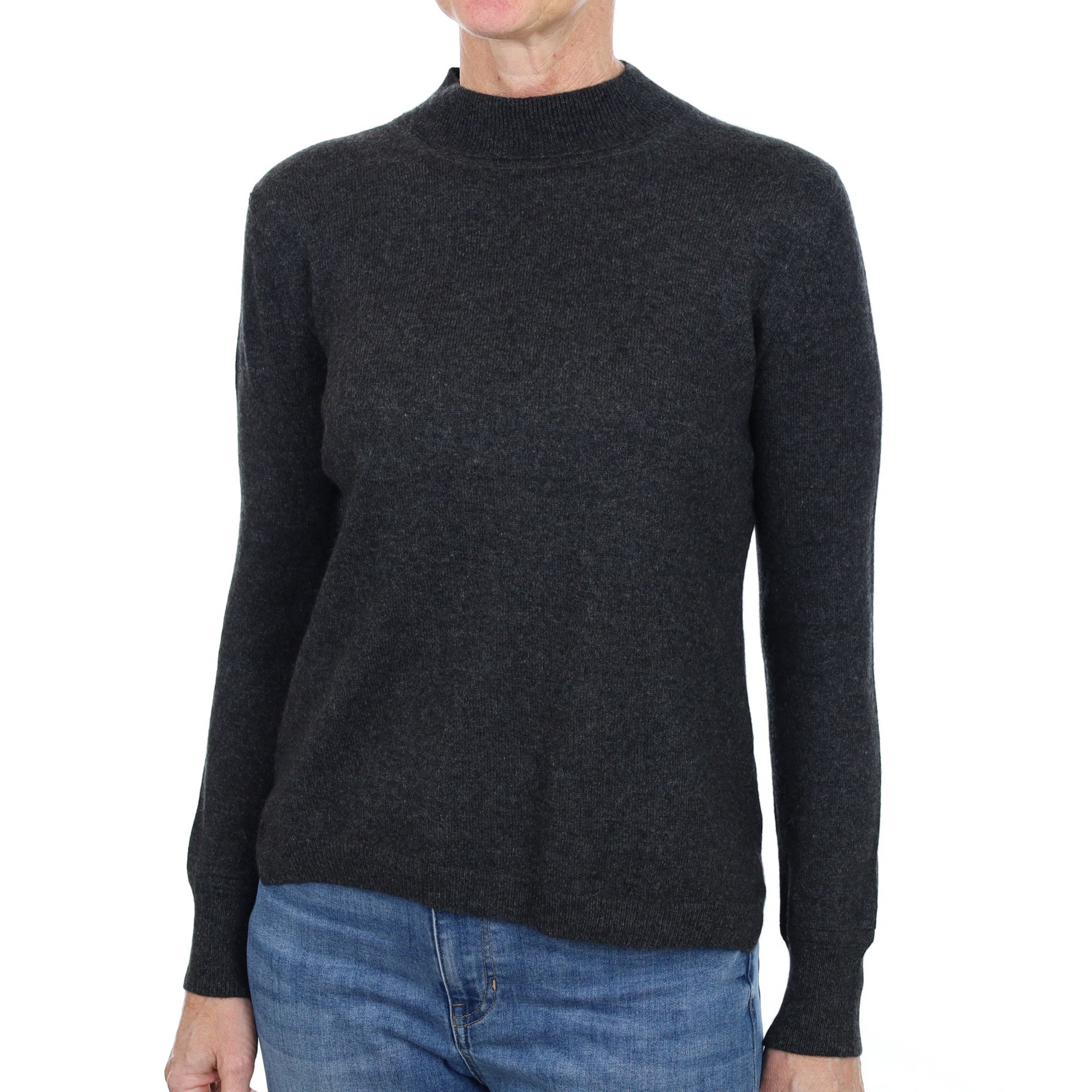 Charcoal Grey Cashmere Turtle Neck Jumper Small